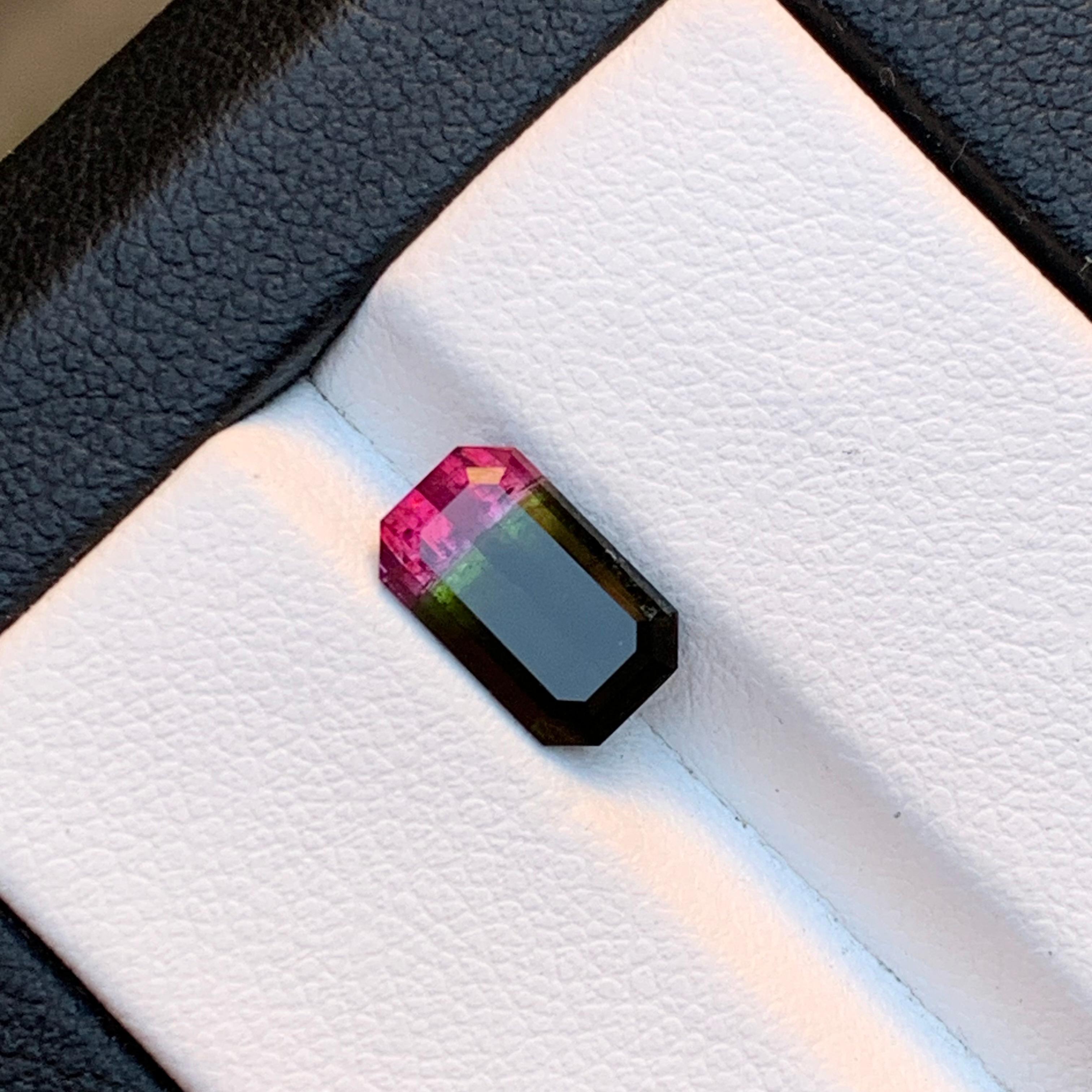 Waterman Bicolor Natural Tourmaline Ring Loose Gemstone 2.10Ct Emerald Cut Jewel For Sale 9