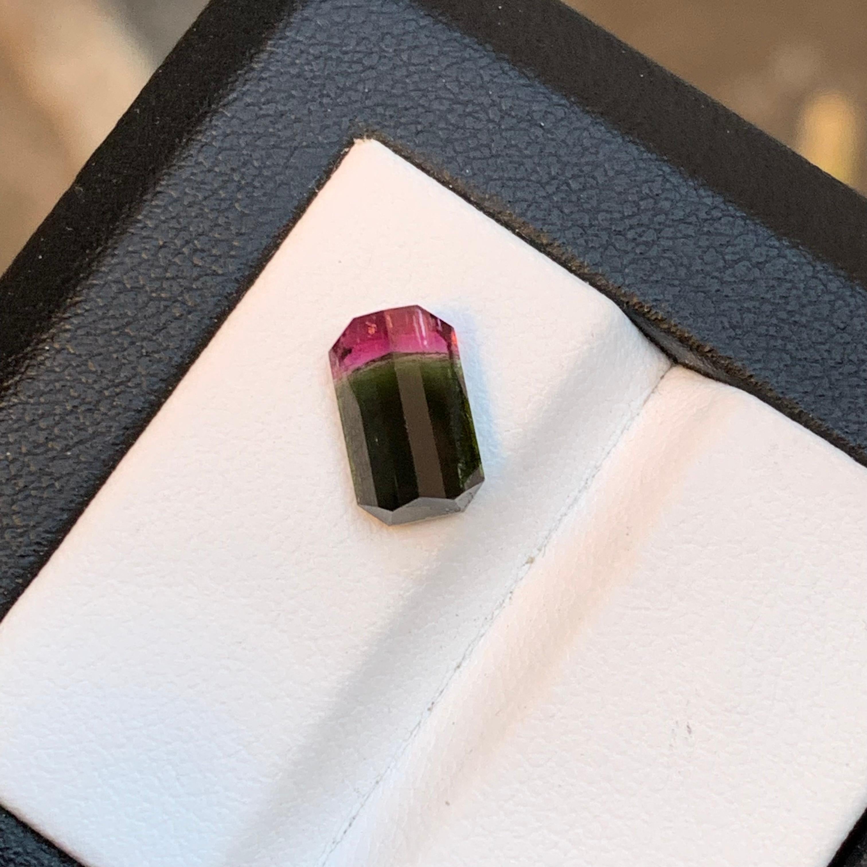 Women's or Men's Waterman Bicolor Natural Tourmaline Ring Loose Gemstone 2.10Ct Emerald Cut Jewel For Sale