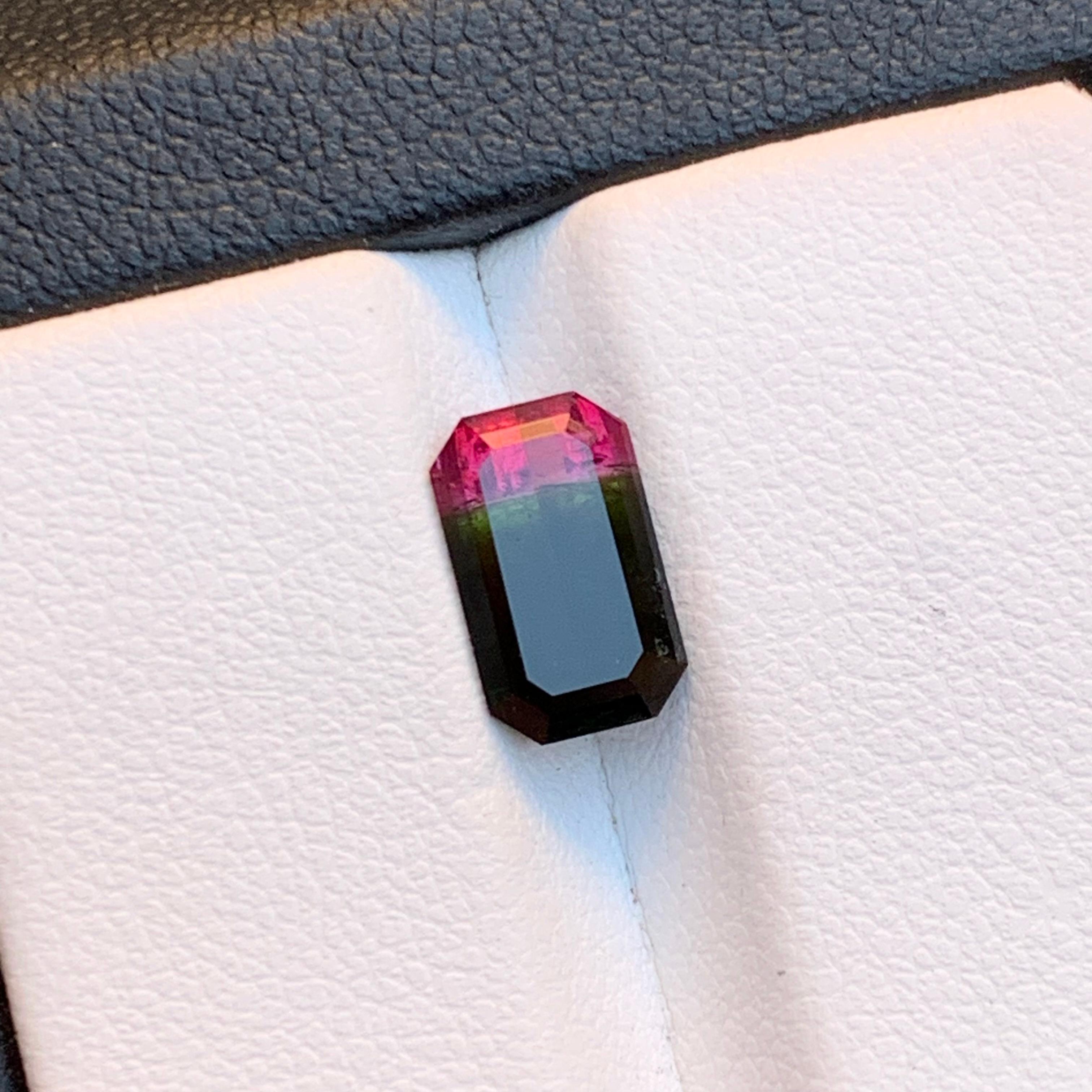 Waterman Bicolor Natural Tourmaline Ring Loose Gemstone 2.10Ct Emerald Cut Jewel For Sale 3