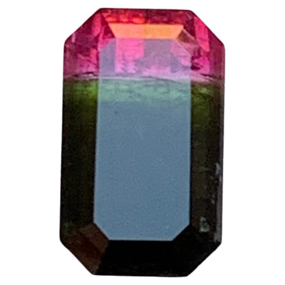 Waterman Bicolor Natural Tourmaline Ring Loose Gemstone 2.10Ct Emerald Cut Jewel For Sale
