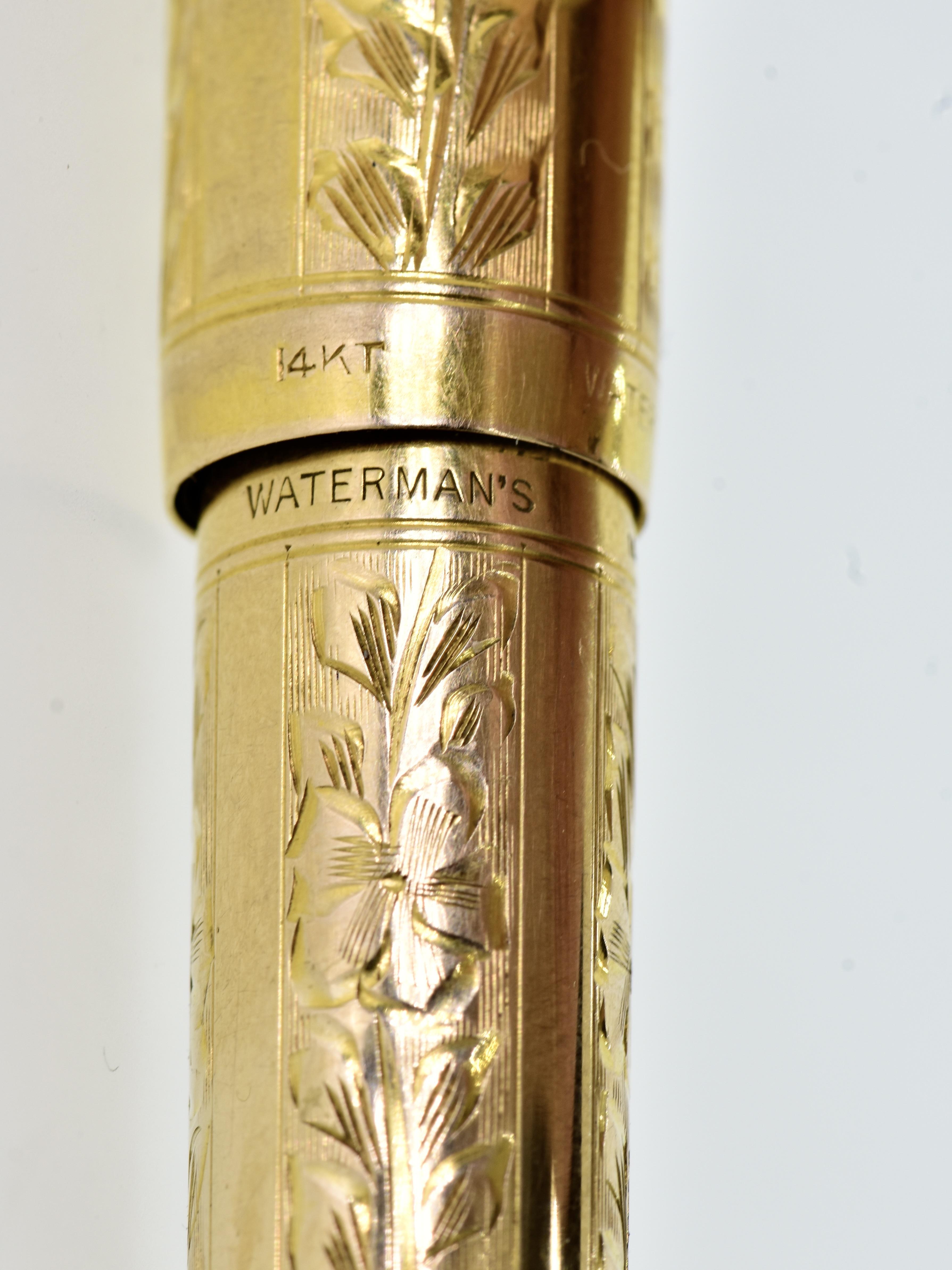 Victorian Waterman's 14K Fountain Pen with Original Box and Papers, c. 1915. For Sale
