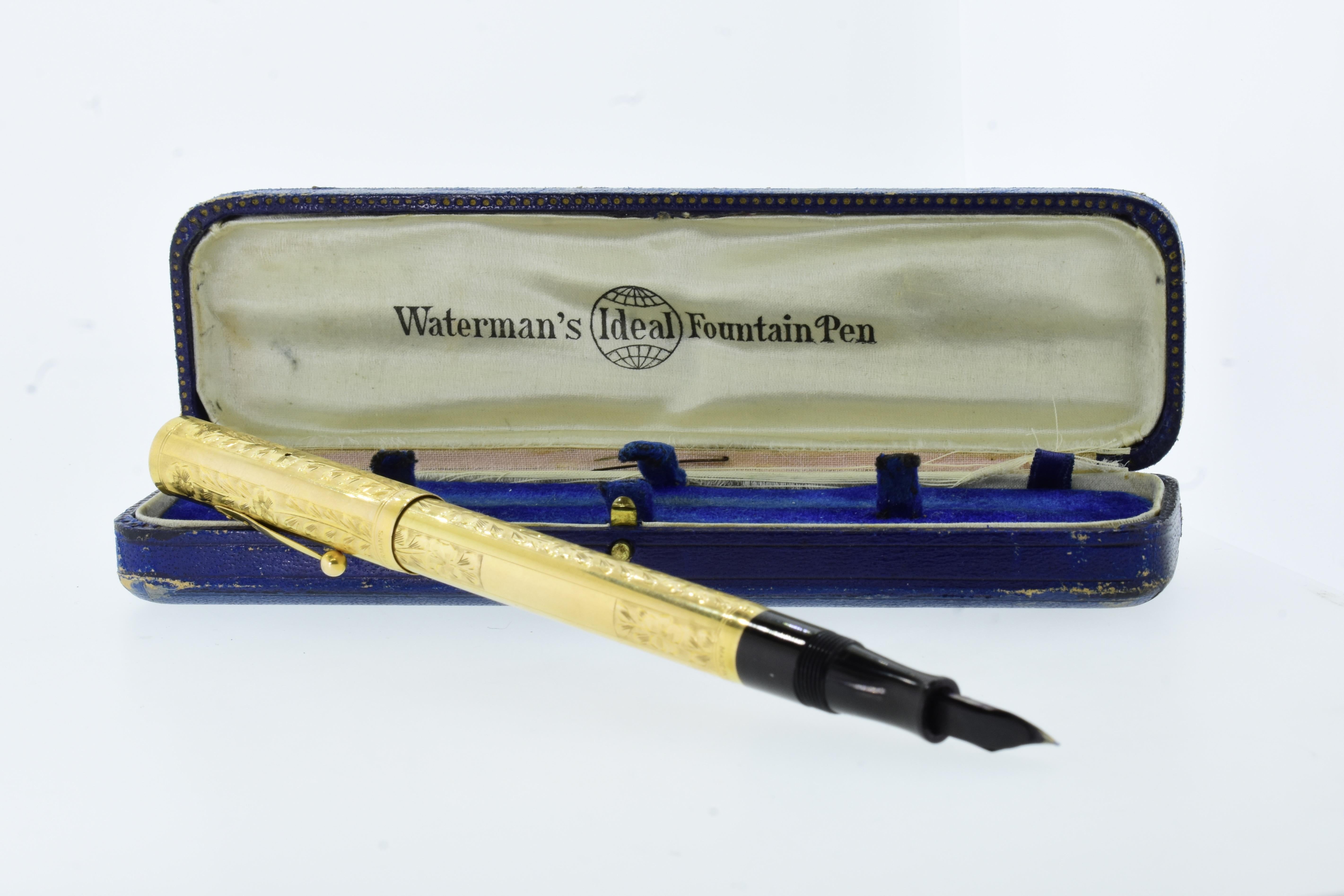 Victorian Waterman's 14K Fountain Pen with Original Box and Papers, c. 1915. For Sale