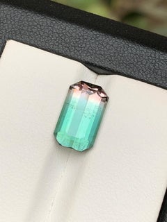 Watermelon Bicolor Natural Tourmaline Ring Loose Gemstone 4.45 Carat Emerald Cut