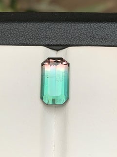 Watermelon Bicolor Natural Tourmaline Ring Loose Gemstone 4.45 Carat Emerald Cut