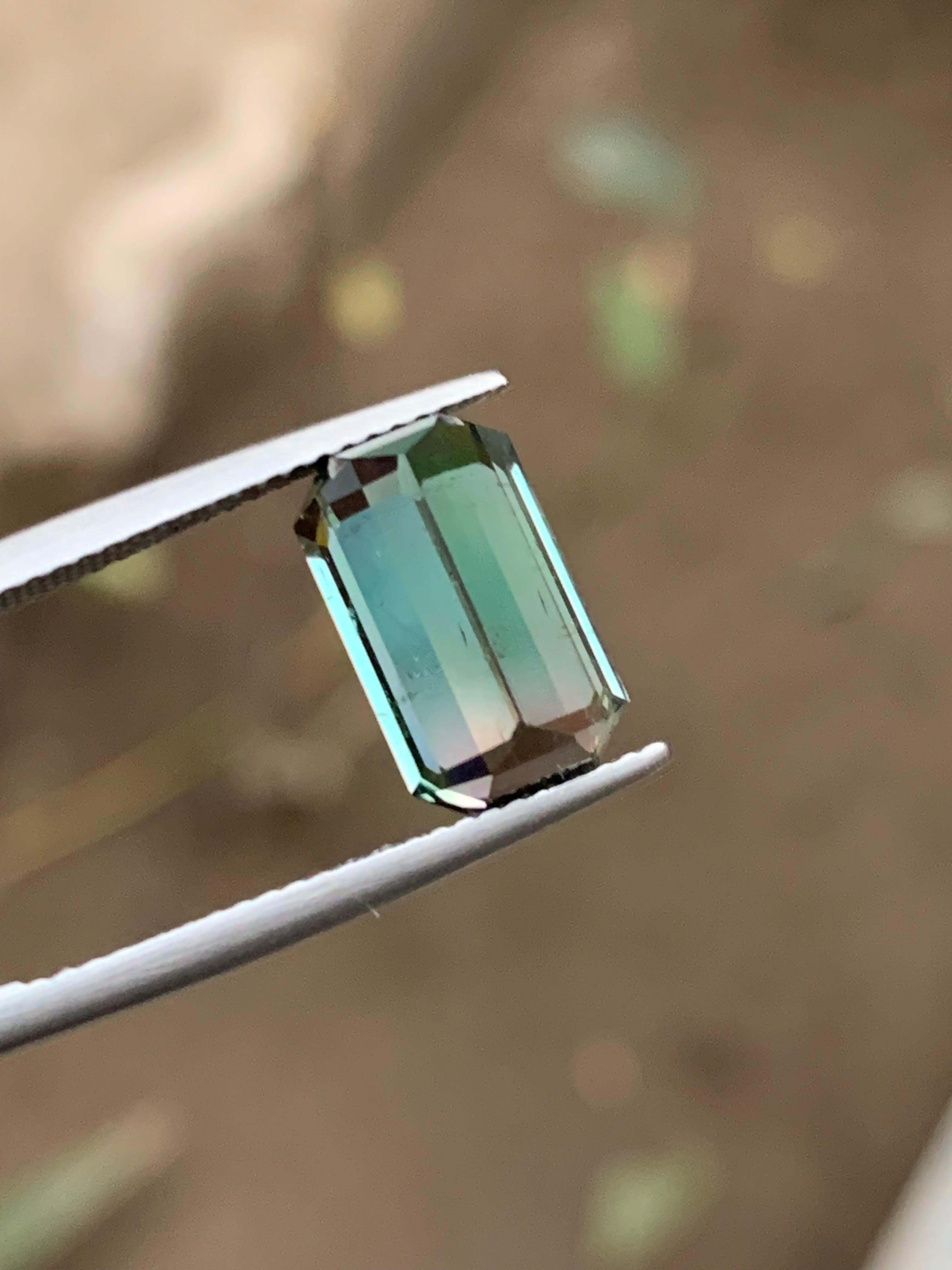 Wassermelone Bicolor Natürlicher Turmalin Ring Loser Edelstein 4,45 Karat Smaragdschliff für Damen oder Herren im Angebot