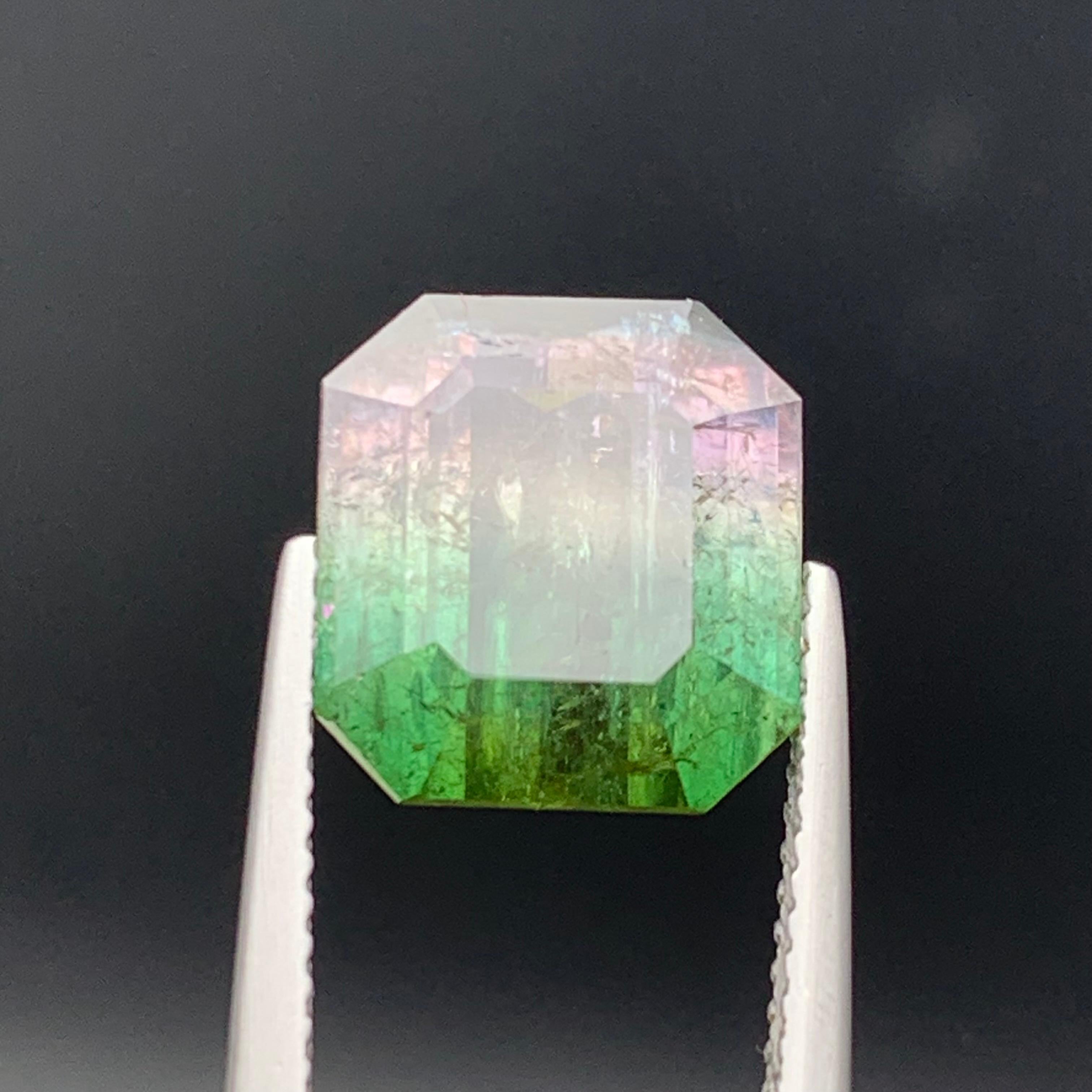Bague en tourmaline naturelle bicolore melon, pierre précieuse non sertie de 7,15 carats pour bijouterie en vente 2