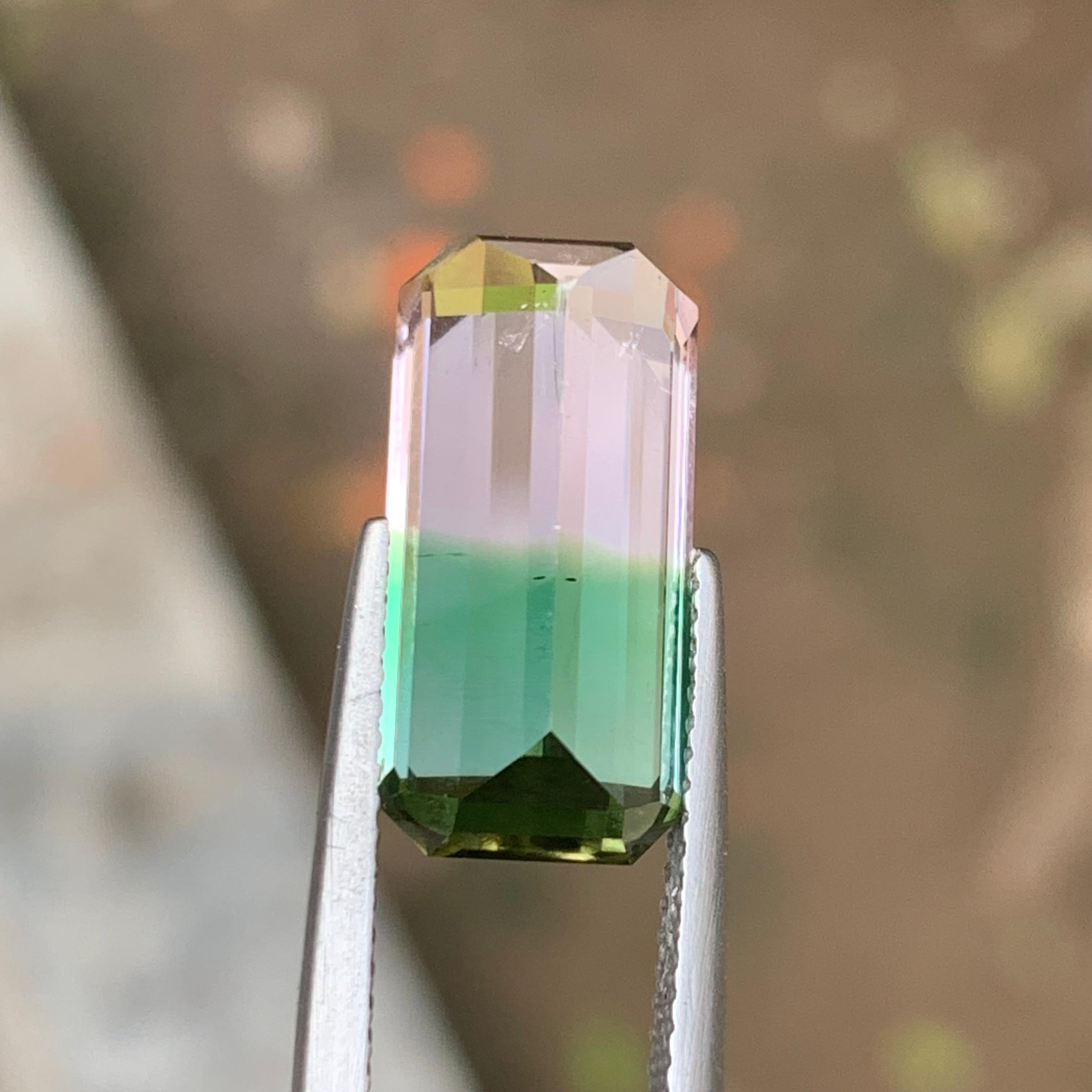 Bague tourmaline naturelle melon bicolore taille émeraude de 8.15 carats en vente 7
