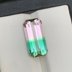 Wassermelone Bicolor Natürlicher Turmalin Ring Loser Edelstein 8.15 Karat Smaragdschliff