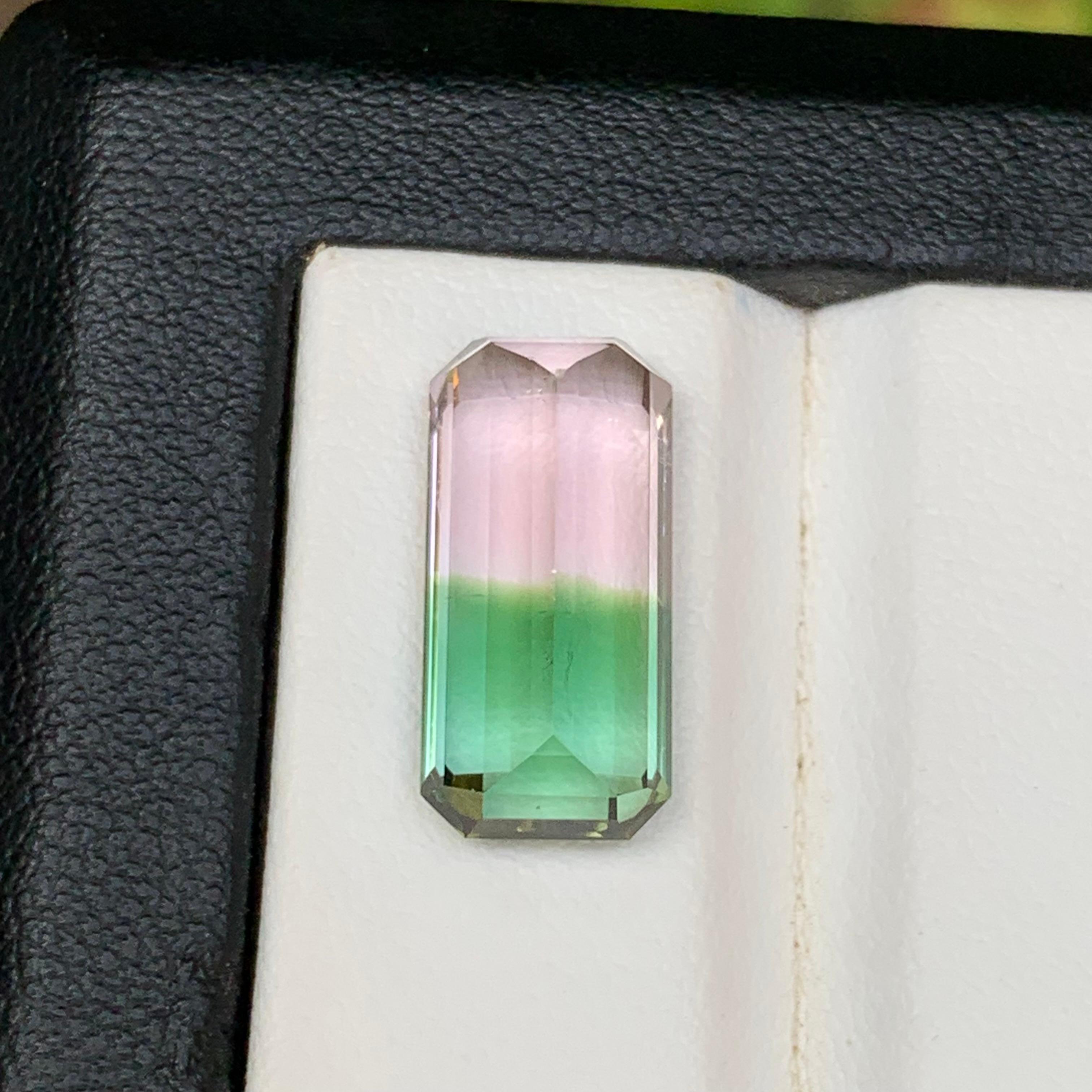 Bague tourmaline naturelle melon bicolore taille émeraude de 8.15 carats Neuf - En vente à Peshawar, PK
