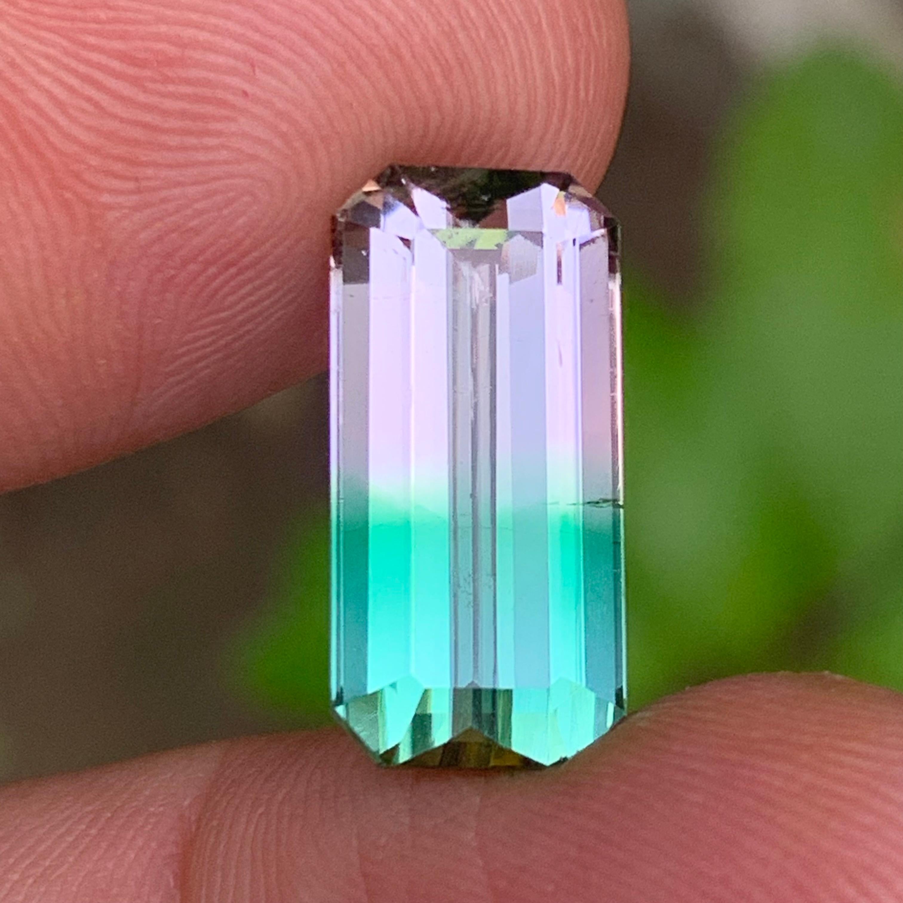 Bague tourmaline naturelle melon bicolore taille émeraude de 8.15 carats Unisexe en vente
