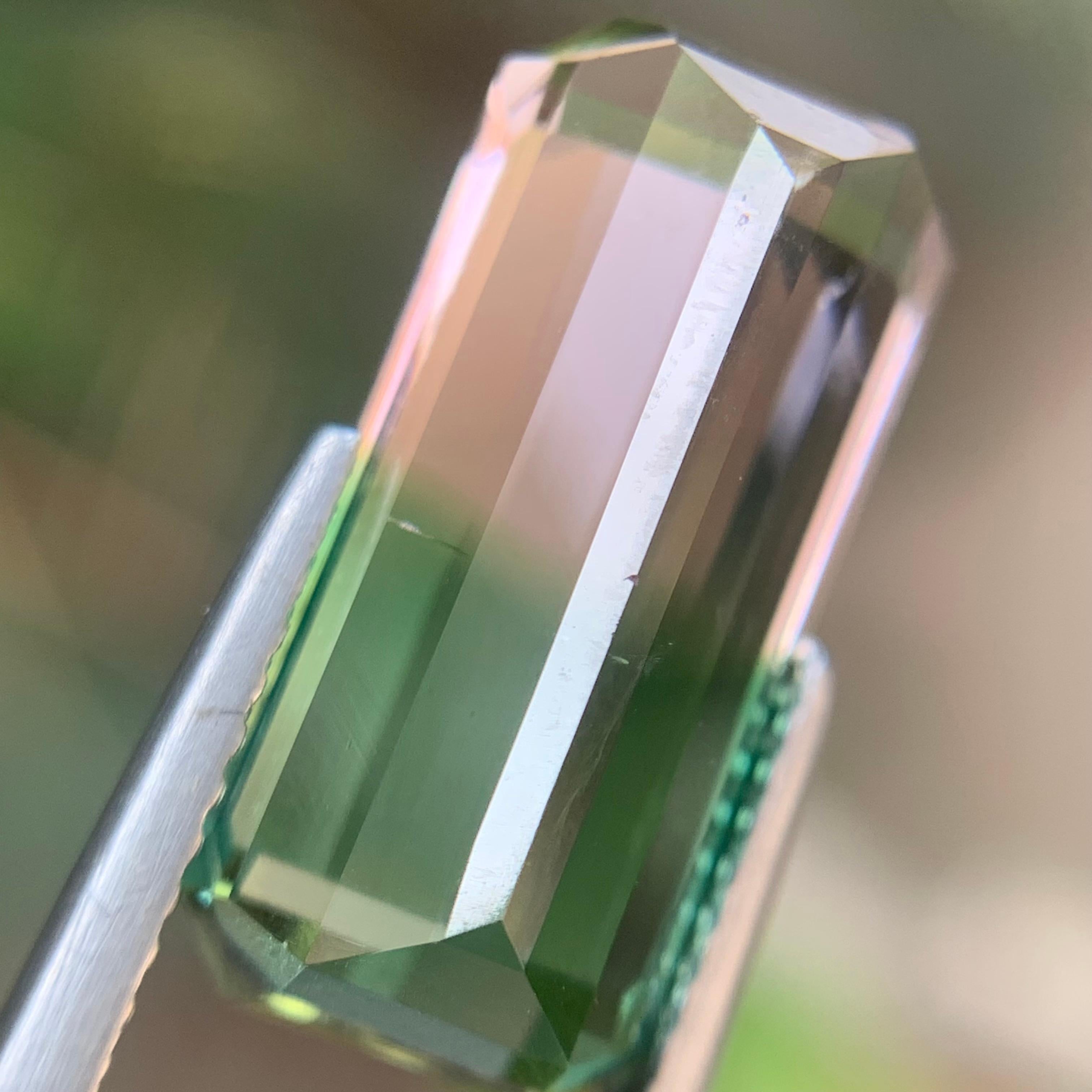 Bague tourmaline naturelle melon bicolore taille émeraude de 8.15 carats en vente 2