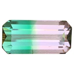 Bague tourmaline naturelle melon bicolore taille émeraude de 8.15 carats