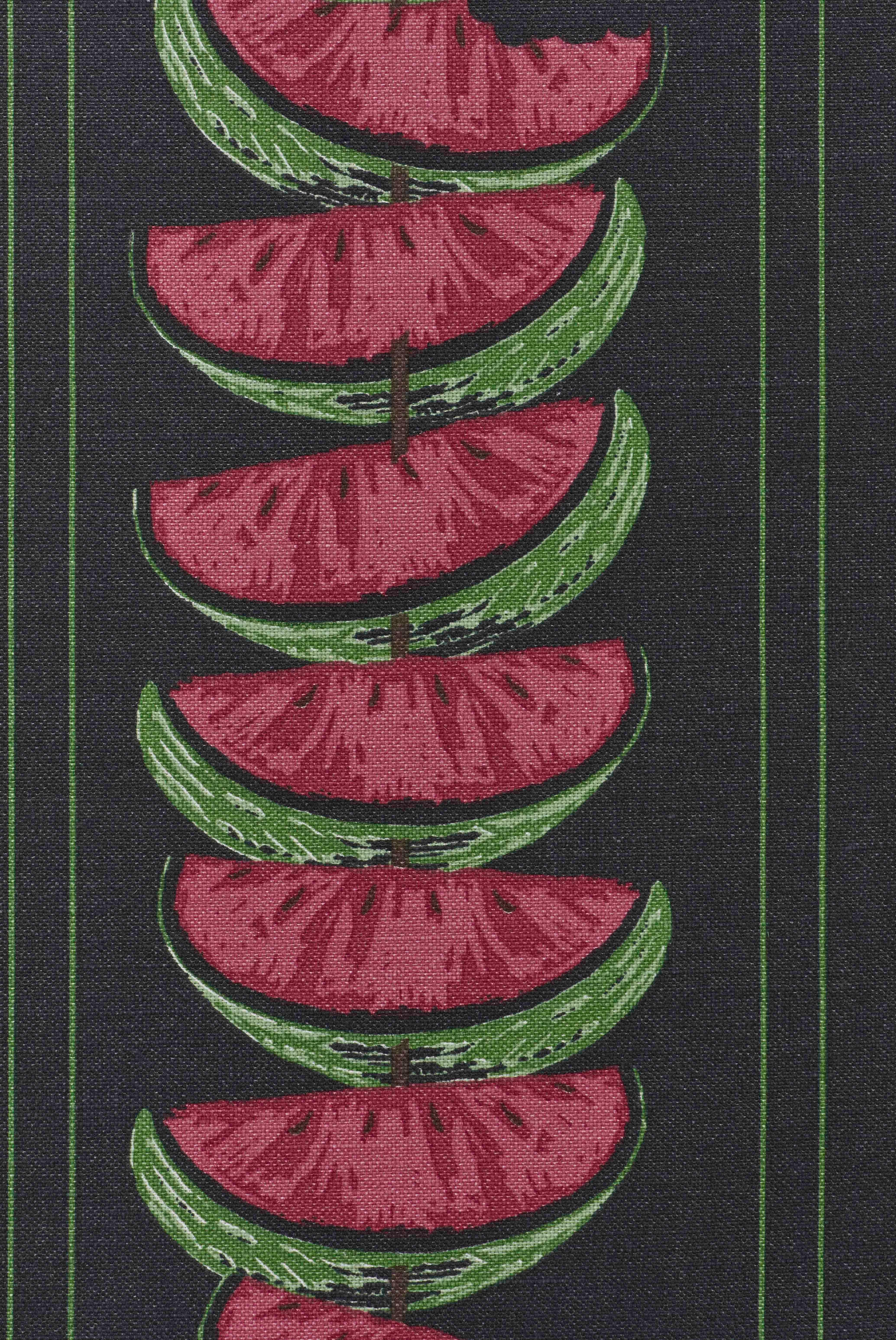 British 'Watermelon' Contemporary, Traditional Fabric in Charcoal/Red For Sale