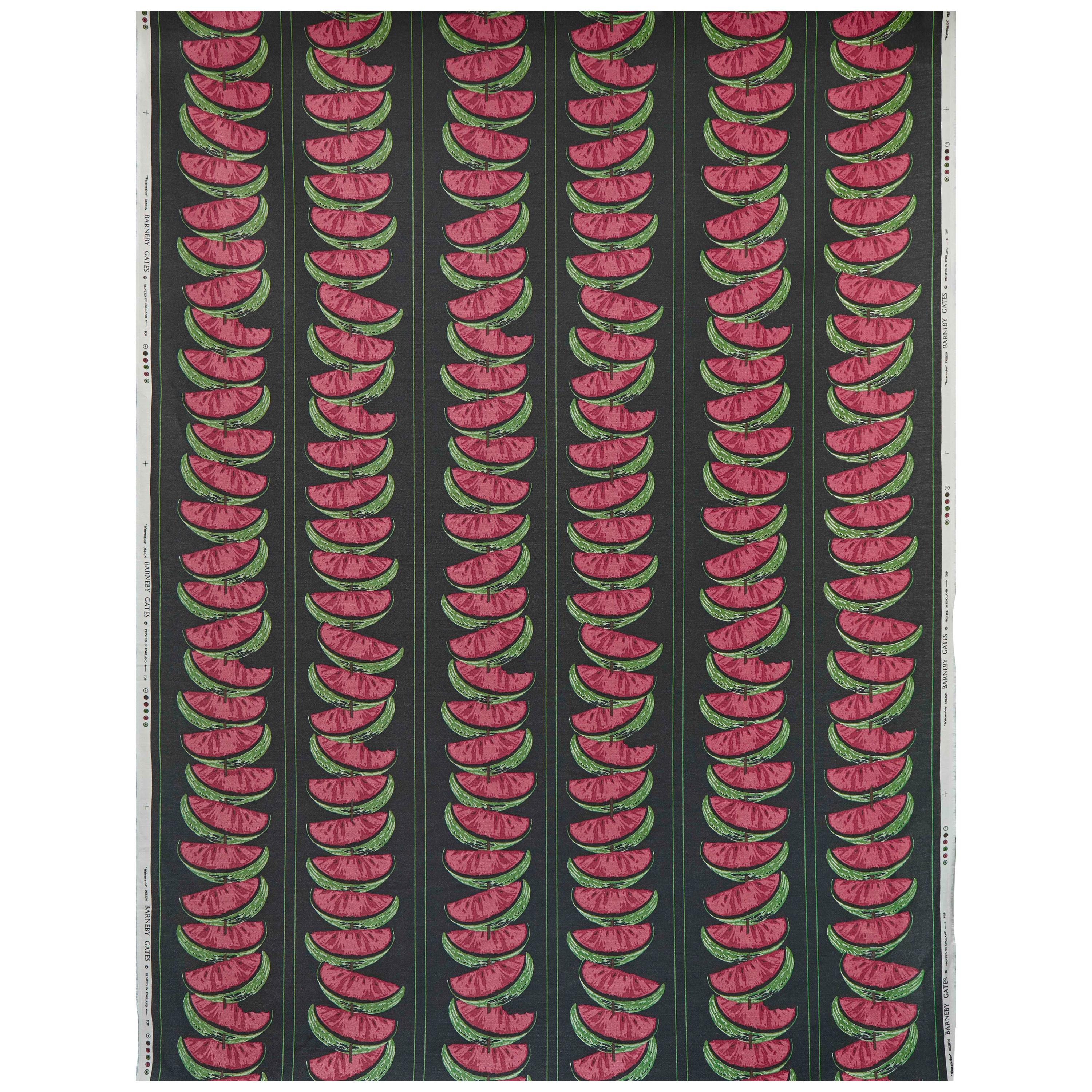 'Watermelon' Contemporary, Traditional Fabric in Charcoal/Red For Sale