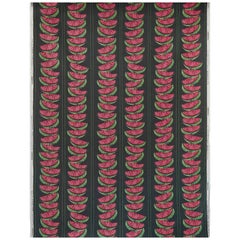 'Watermelon' Contemporary, Traditional Fabric in Charcoal/Red