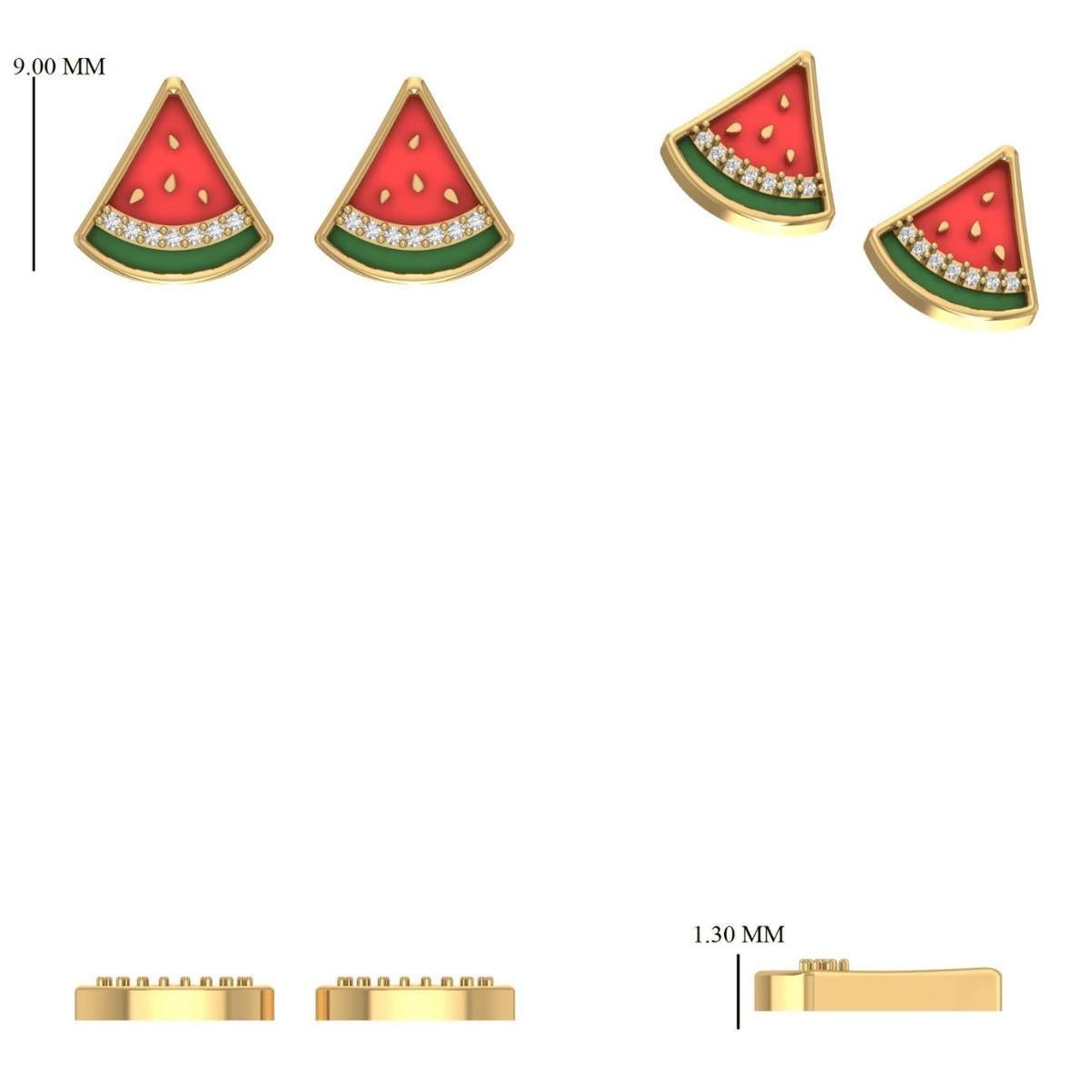 Orecchini con diamanti Watermelon in oro massiccio 14K (certificati) In condizioni Nuovo in vendita a New Delhi, DL