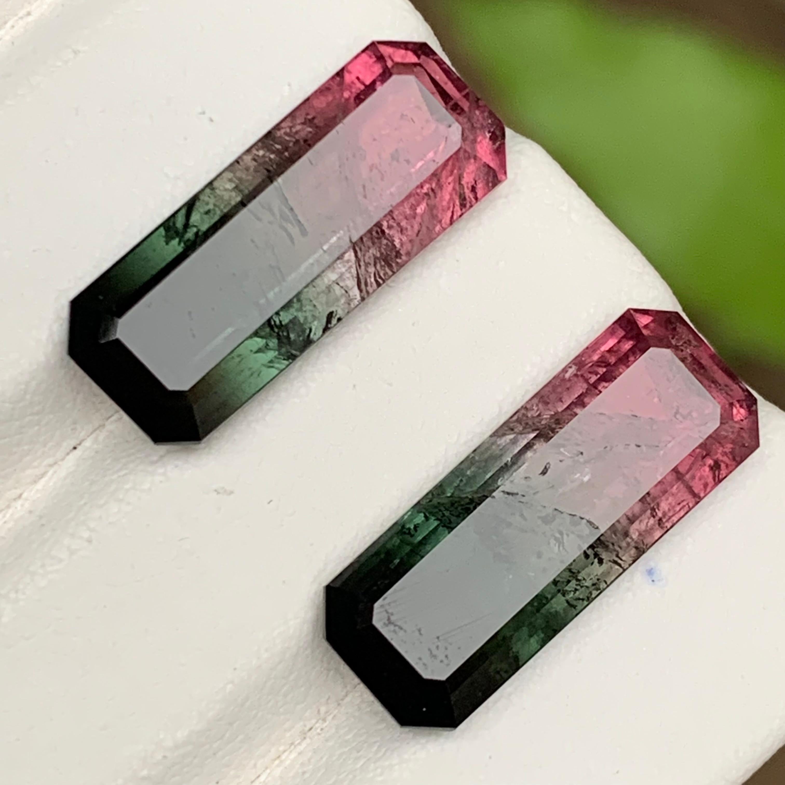 Seltene Wassermelone Rosa Schwarz Bicolor Natürliche Turmalin Lose Edelsteine Perfektes Paar Set für Ohrringe, Ringe, Halskette Anhänger, Armband oder jede andere Schmuckeinstellung- Smaragdschliff aus Kunar Afghanistan!!!

💎 EDELSTEINART: