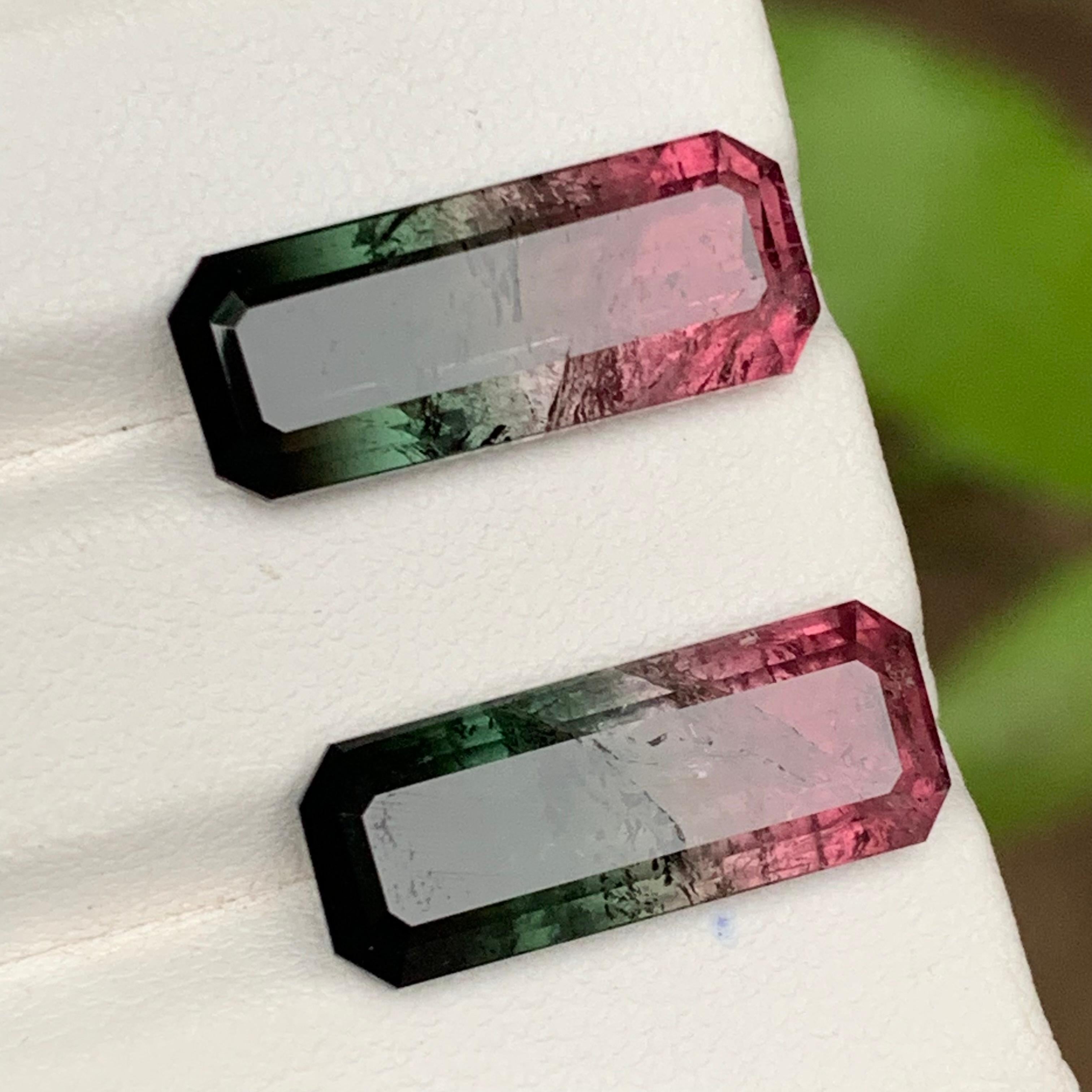 Watermelon Rosa Schwarz Bicolor Natürlicher Turmalin Lose Edelsteine Paar 17.50 Karat im Zustand „Neu“ im Angebot in Peshawar, PK