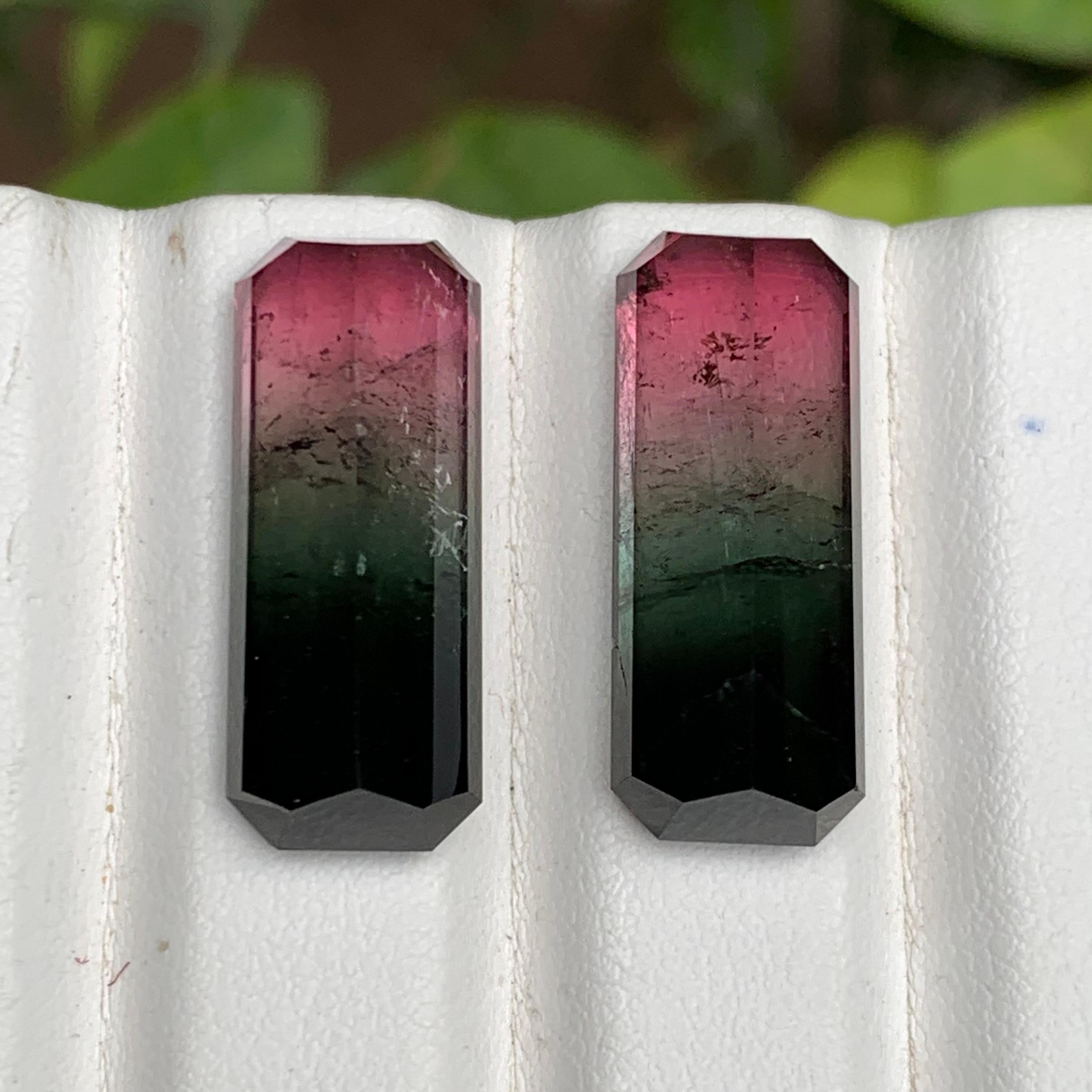 Watermelon Rosa Schwarz Bicolor Natürlicher Turmalin Lose Edelsteine Paar 29.50 Karat im Angebot 5