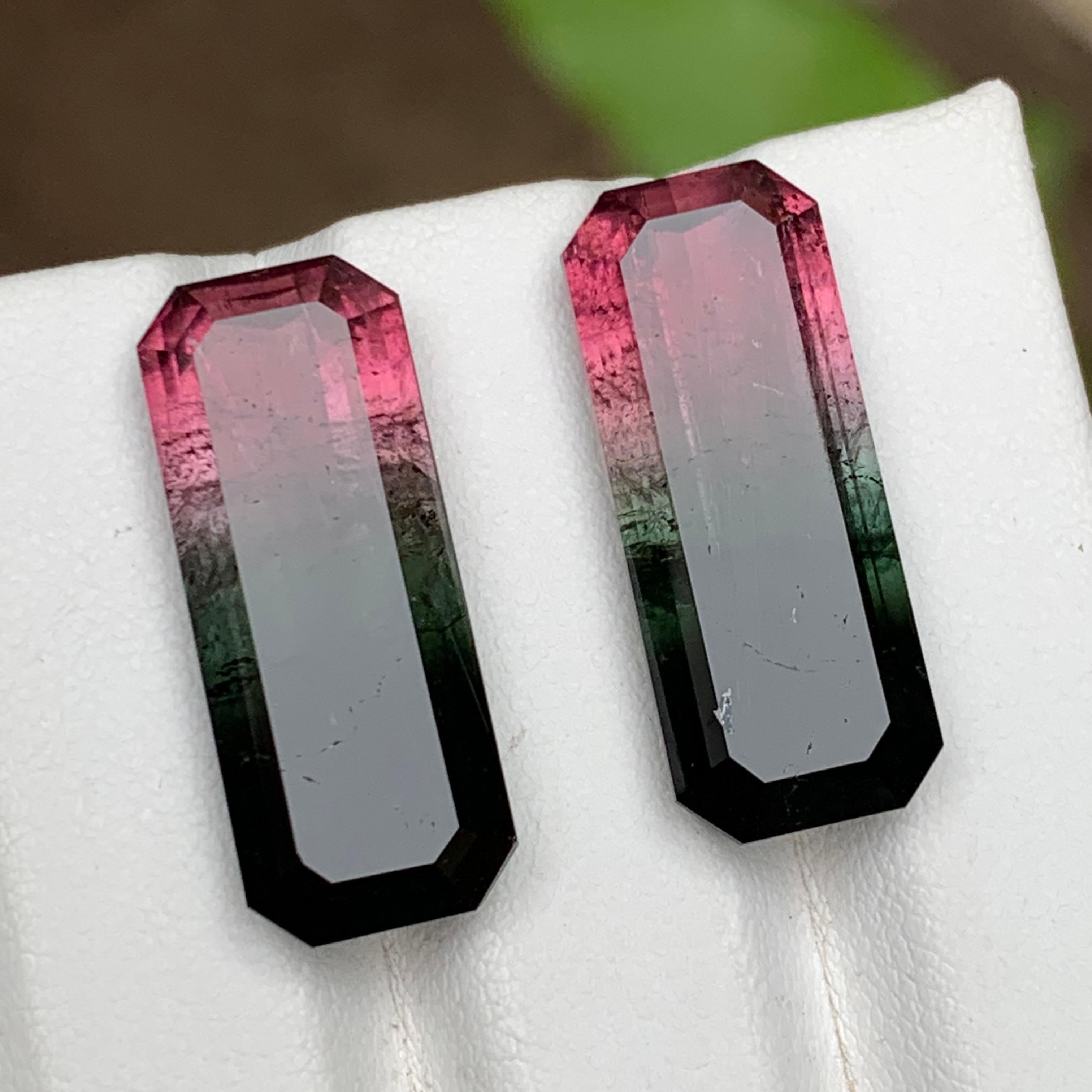 Watermelon Rosa Schwarz Bicolor Natürlicher Turmalin Lose Edelsteine Paar 29.50 Karat im Zustand „Neu“ im Angebot in Peshawar, PK