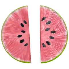 Watermelon Slice Pink and Green Lucite Pierced Earrings