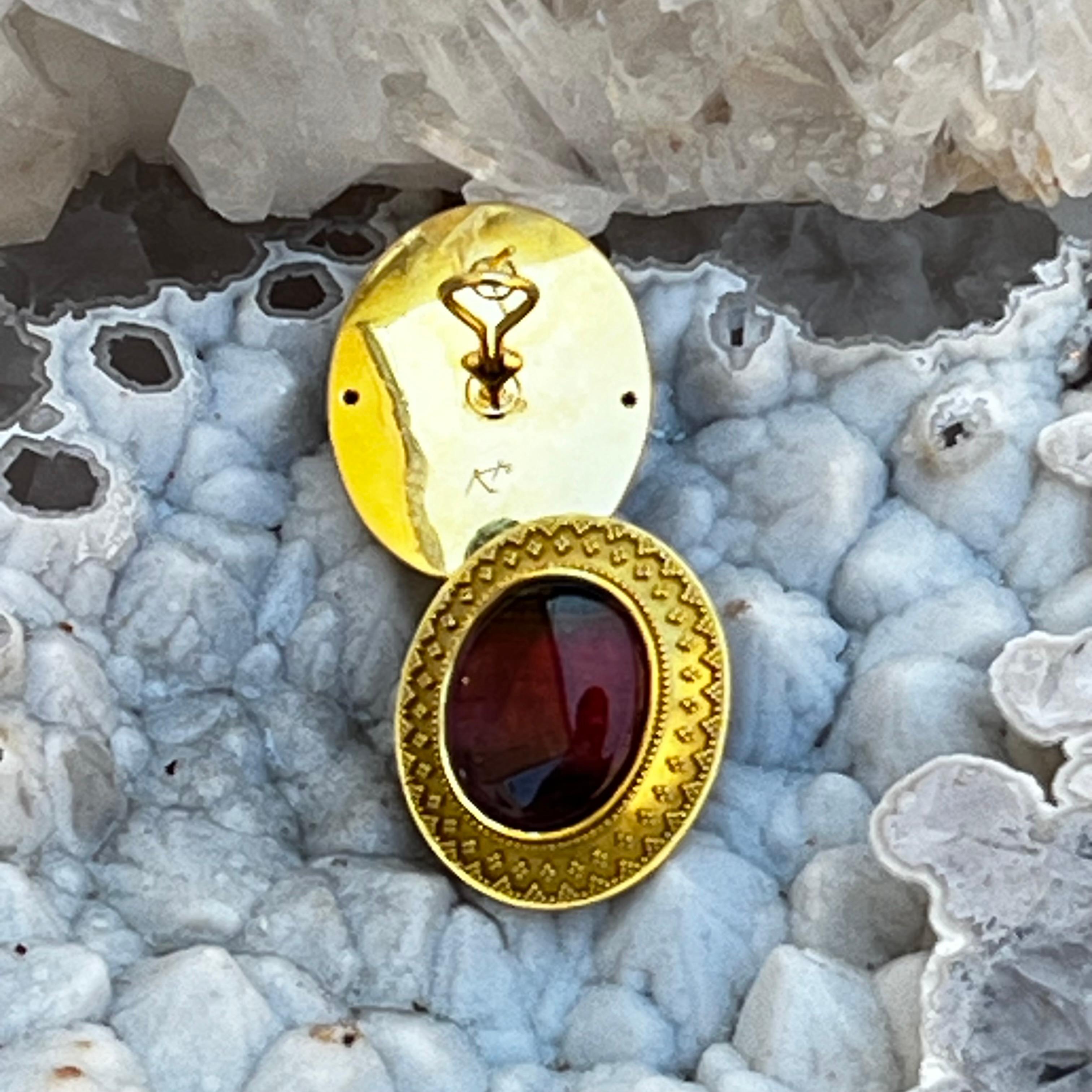 Orecchini balinesi con tormalina anguria e oro 18 carati in vendita 2