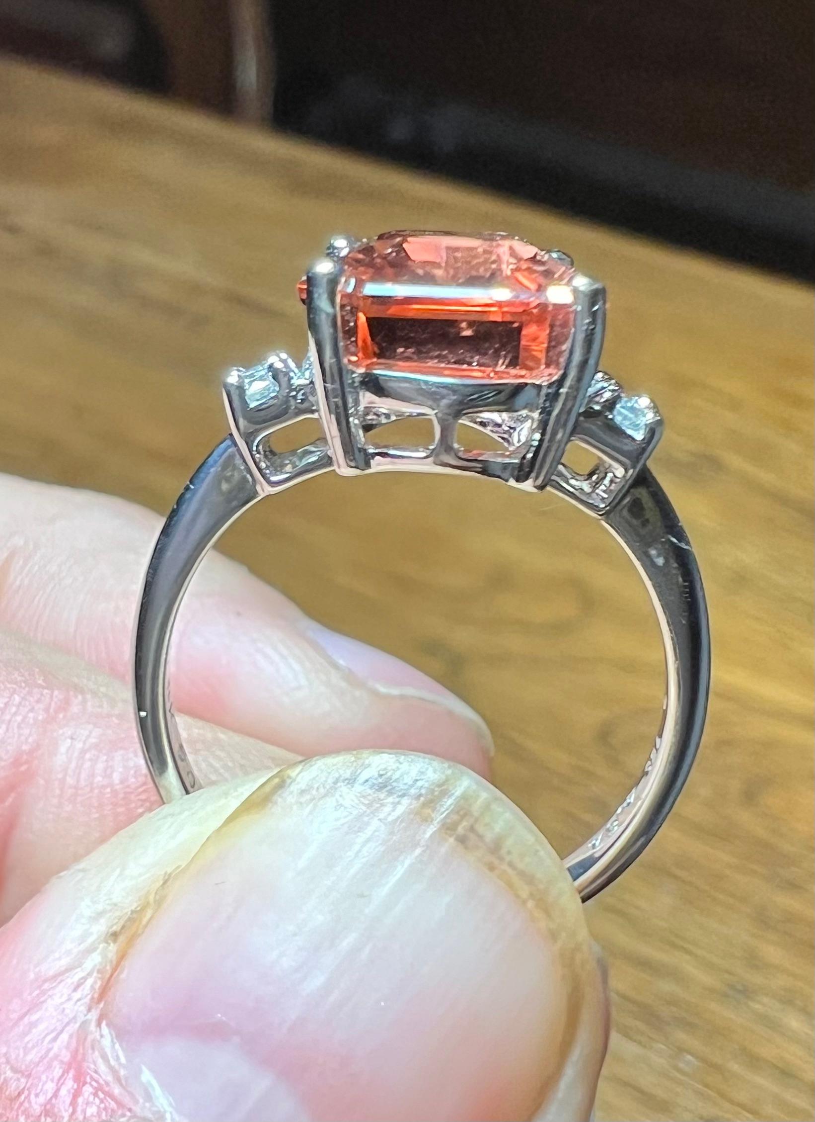 “watermelon” Tourmaline And Brilliant Set Ring In 18 Carat White Gold 5
