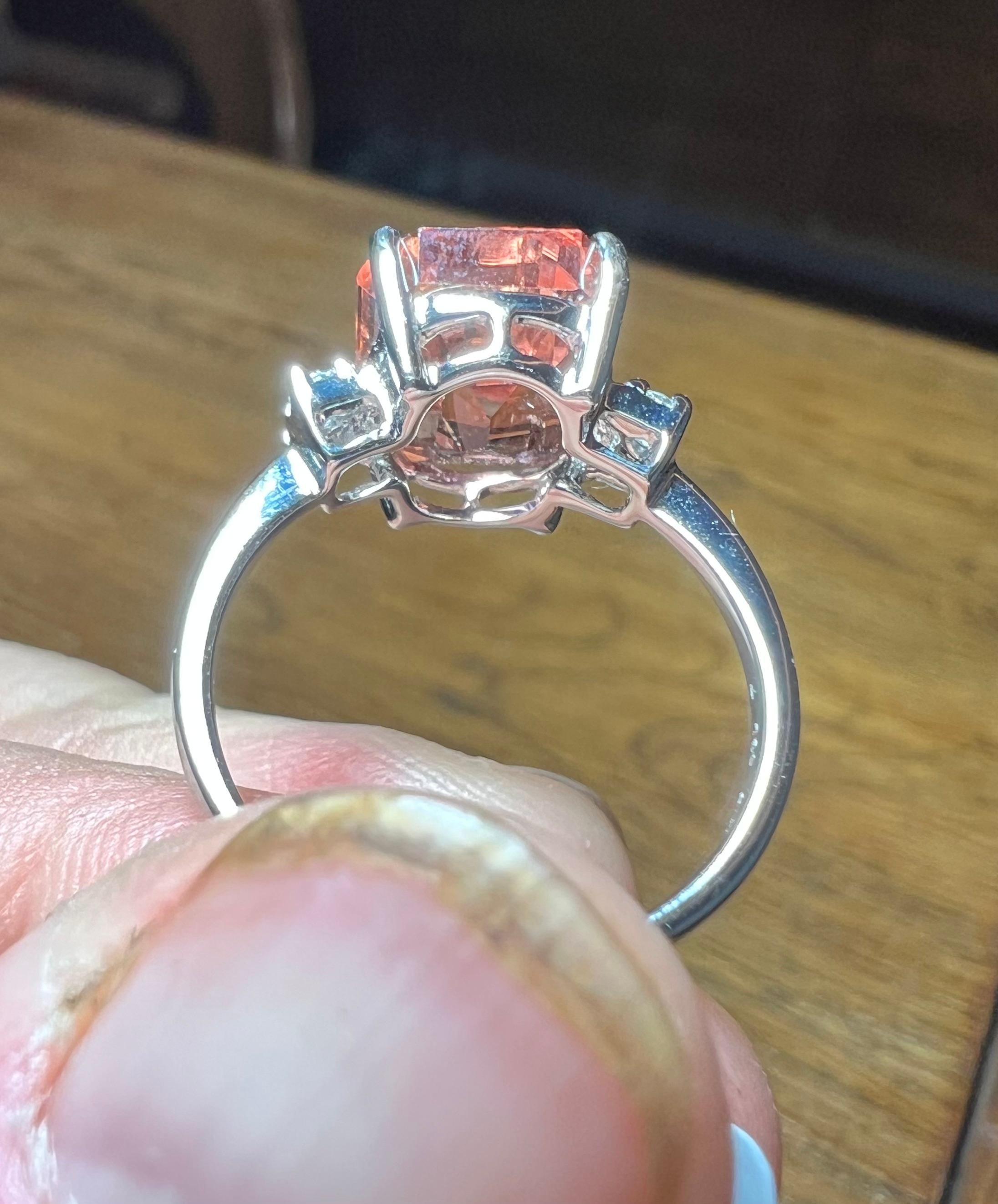 “watermelon” Tourmaline And Brilliant Set Ring In 18 Carat White Gold 6