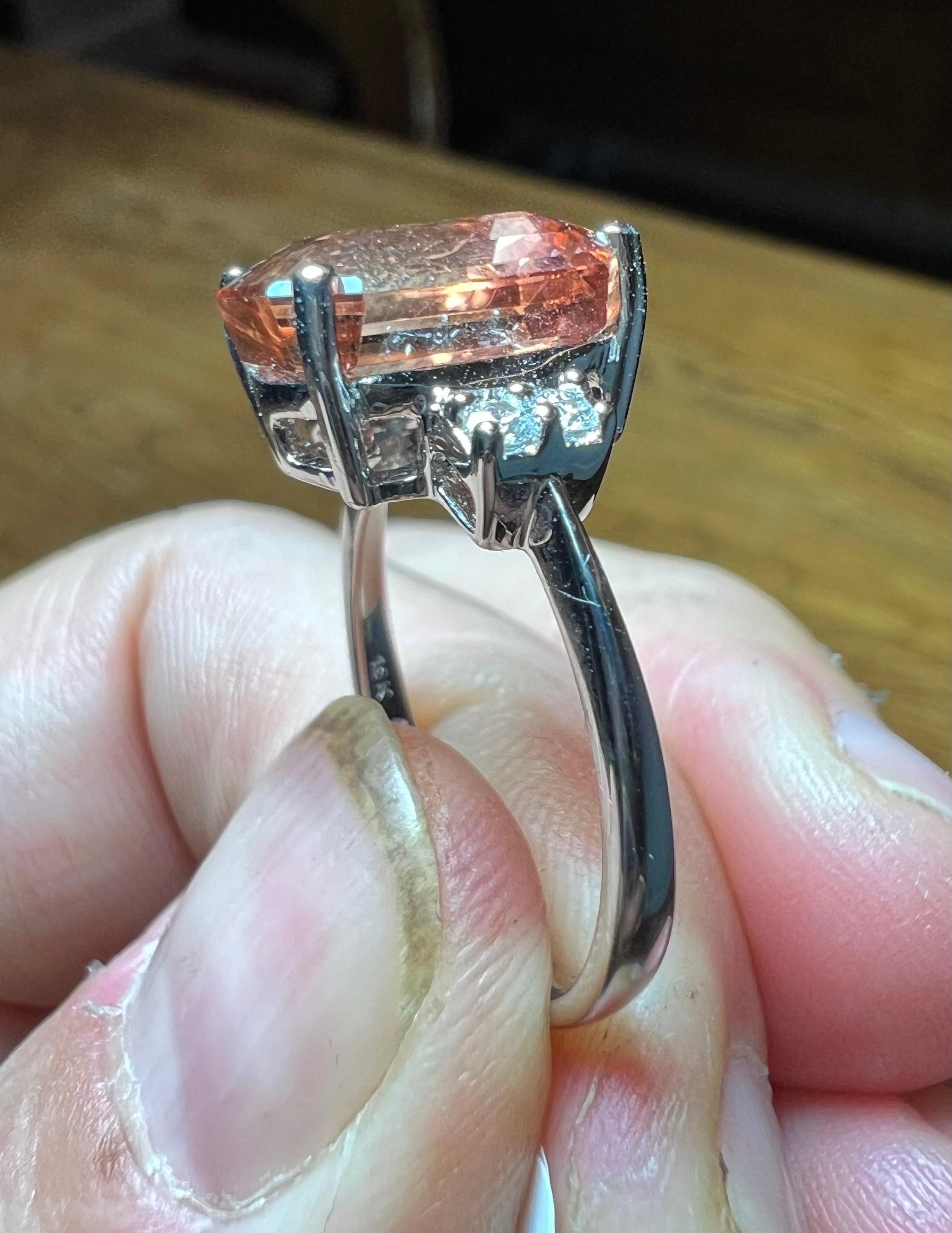 “watermelon” Tourmaline And Brilliant Set Ring In 18 Carat White Gold 7
