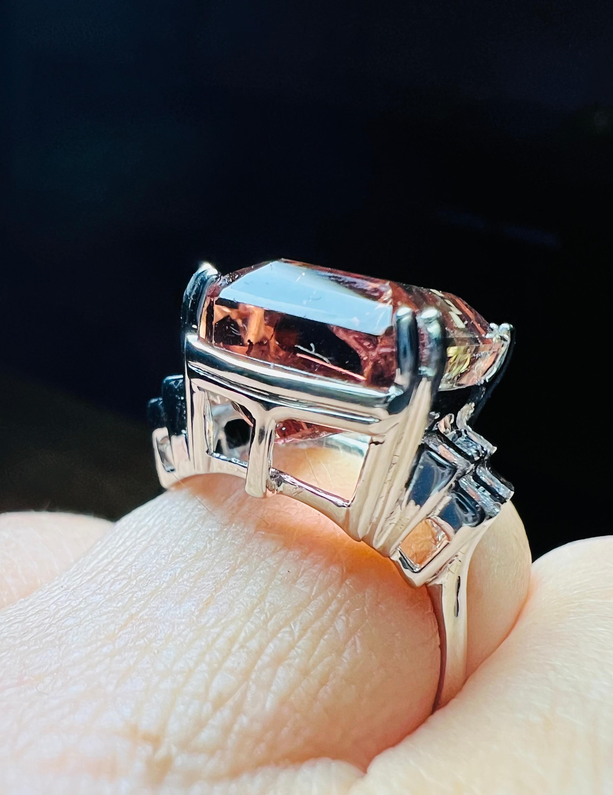“watermelon” Tourmaline And Brilliant Set Ring In 18 Carat White Gold 2