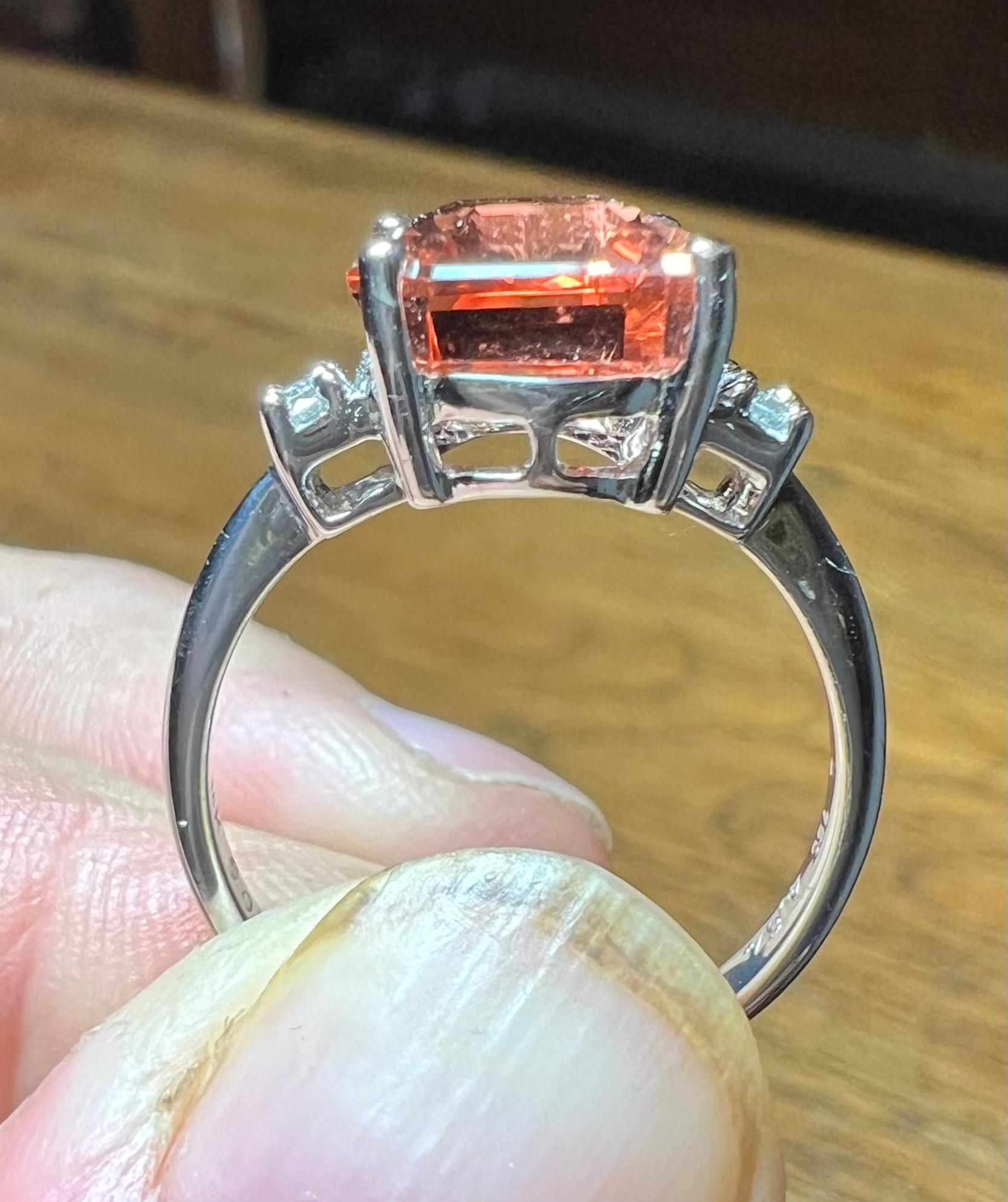 “watermelon” Tourmaline And Brilliant Set Ring In 18 Carat White Gold 4