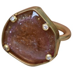 18 Karat Gold Cocktail-Ring mit Wassermelonen-Turmalin und Diamant