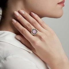 Watermelon Tourmaline Diamond 18 Karat Gold Ring