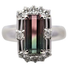 watermelon tourmaline ring Watermelon Tourmaline Diamond Platinum Ring