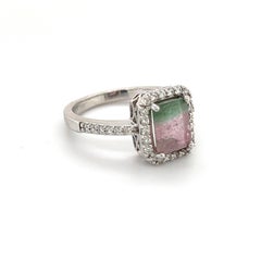 Watermelon Tourmaline Diamond Ring 14k Gold 1.82 TCW Certified