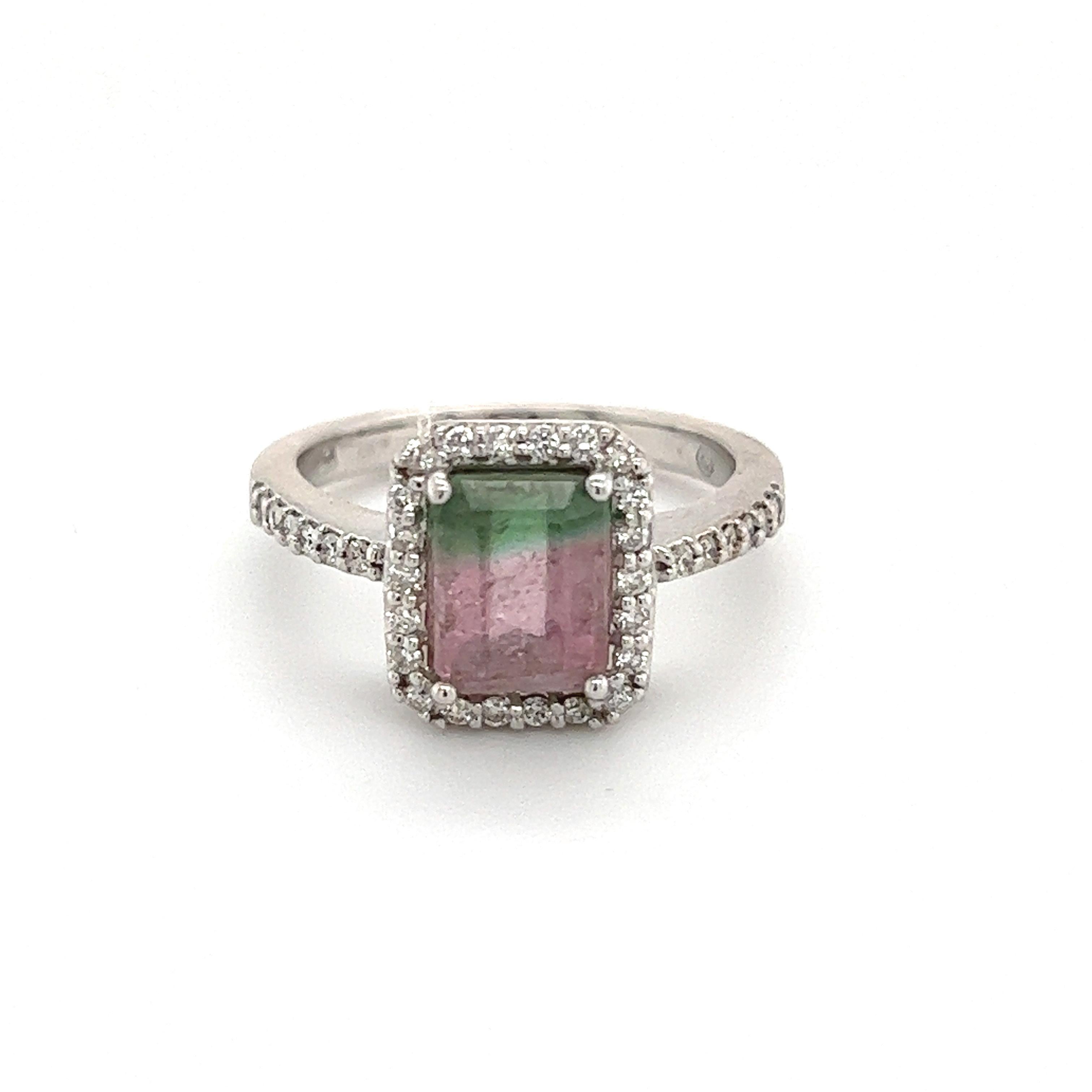 Watermelon Tourmaline Diamond Ring 14k Gold 1.82 TCW Certified In New Condition For Sale In Brooklyn, NY