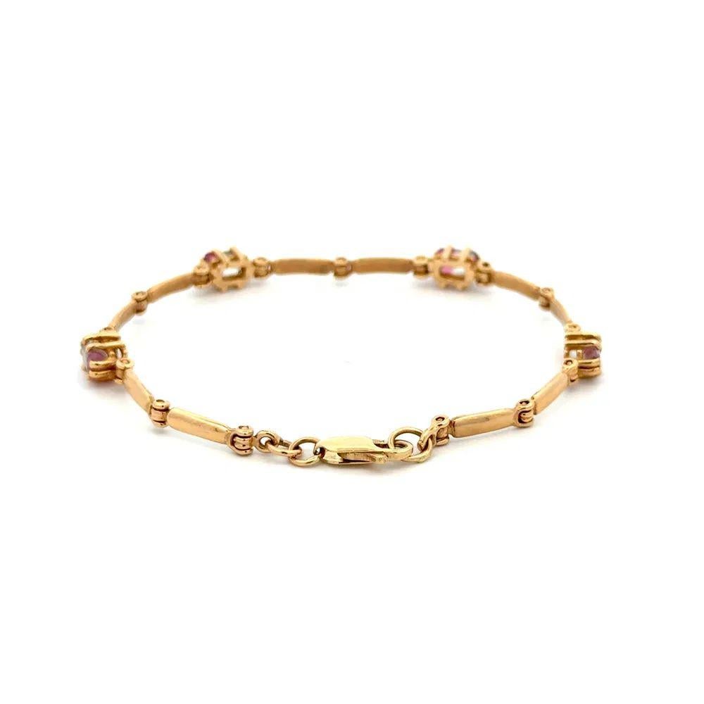 Taille émeraude Bracelet vintage à maillons en or et tourmaline melon d'eau en vente