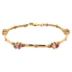 Wassermelone Turmalin Gold Link Vintage Armband