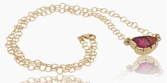 Watermelon Tourmaline Gold Necklace