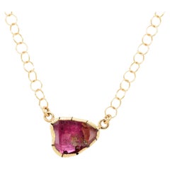 Watermelon Tourmaline Gold Necklace