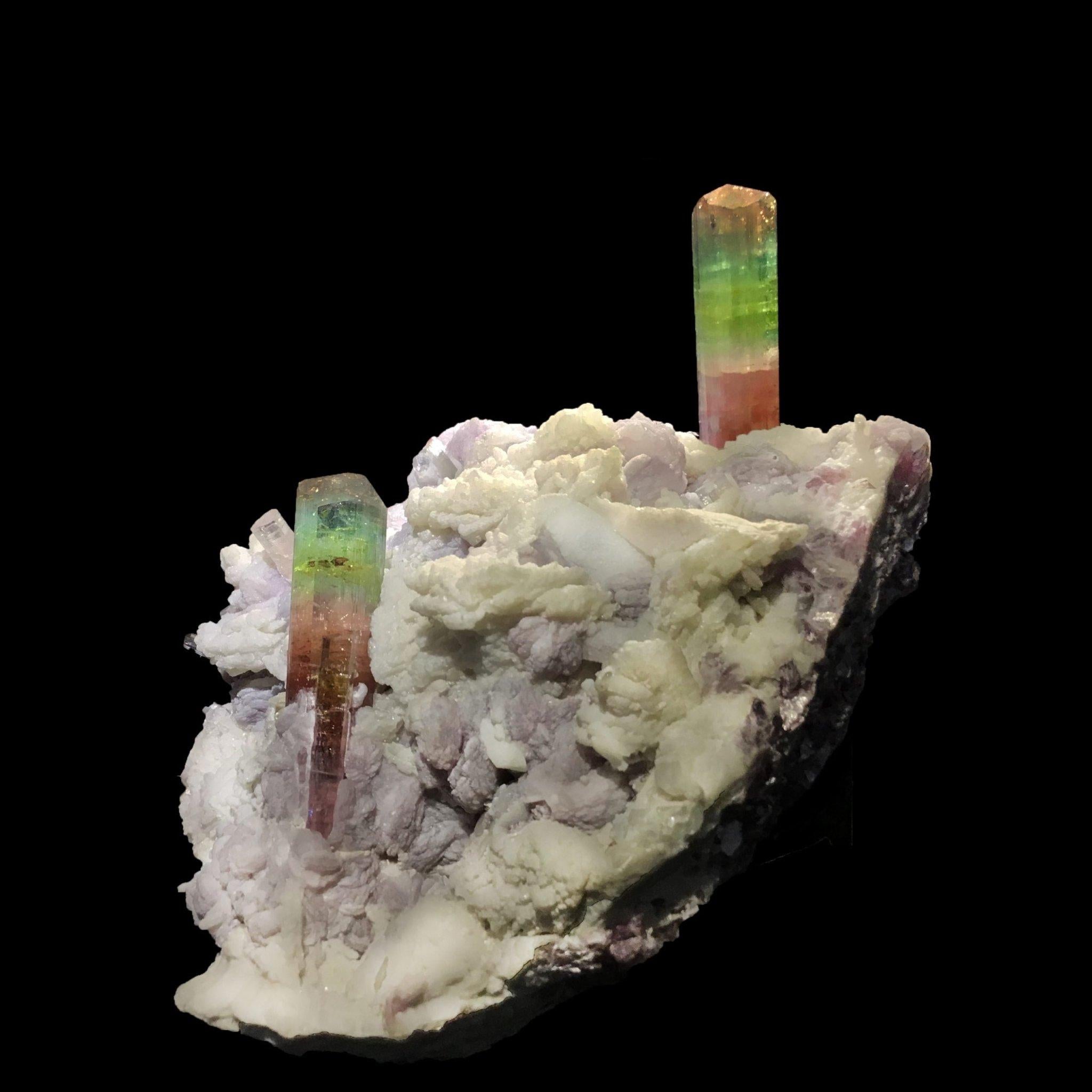 Contemporary Watermelon Tourmaline on Lepidolite For Sale