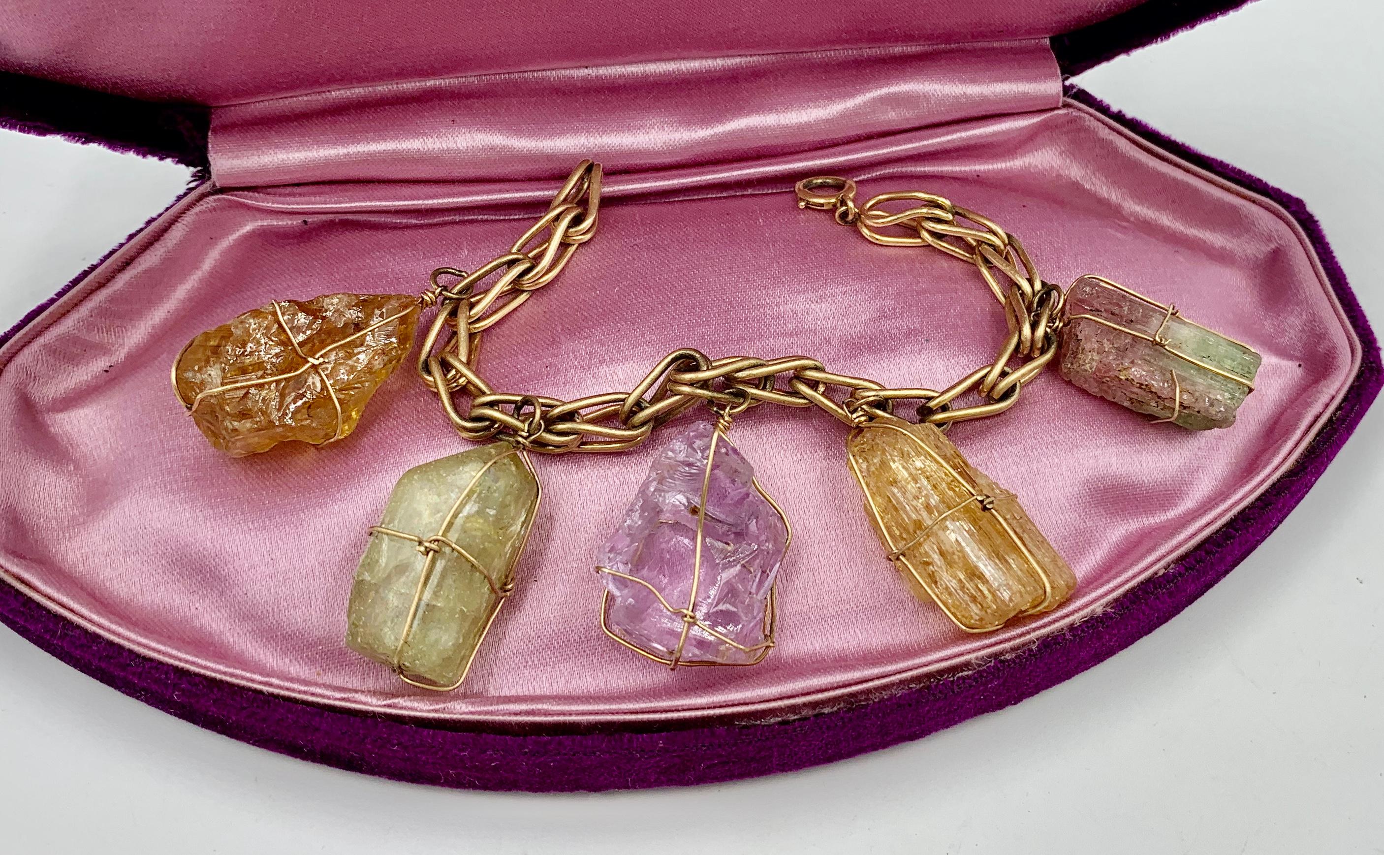 Wassermelonen Turmalin Peridot Citrin Amethyst Armband 14 Karat Gold Multi Edelstein 1