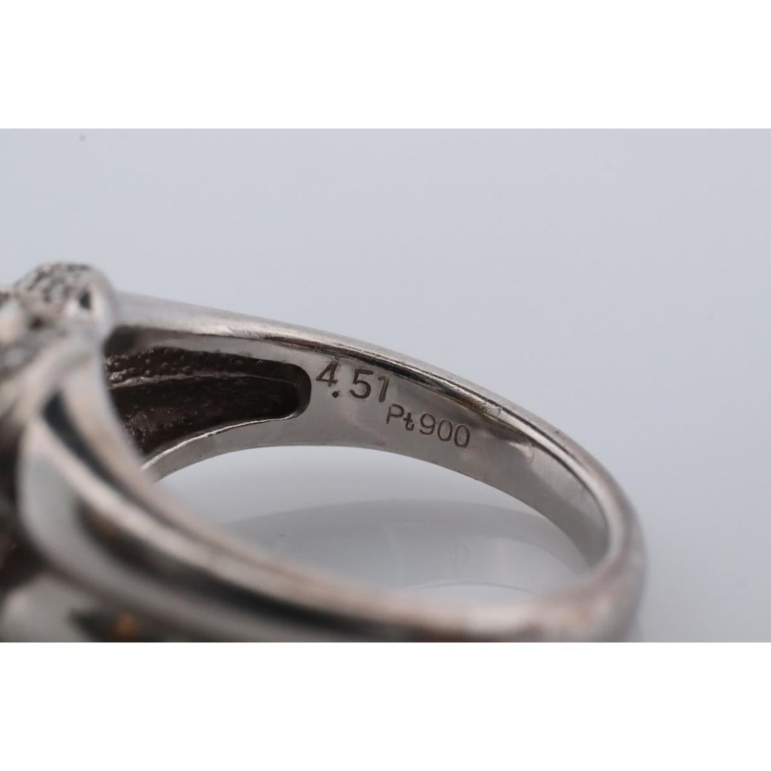 Watermelon Tourmaline ring. Platinum 900 Cat's Eye Tourmaline Cabochon Diamond For Sale 3