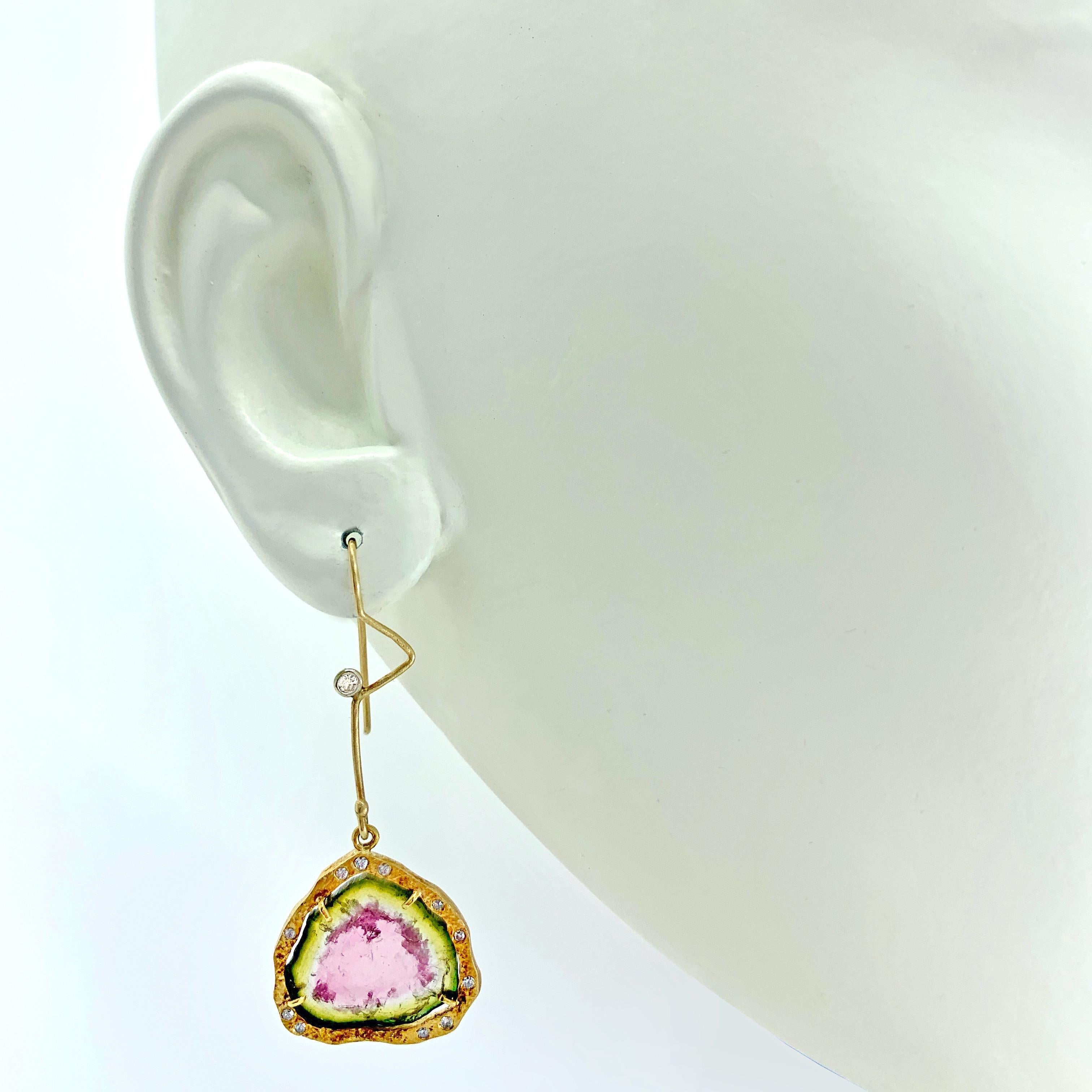 watermelon tourmaline earrings