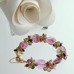 Watermelon Tourmaline Slices & Cluster Bracelet, Clarissa VII Bracelet