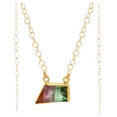 Watermelon Tourmaline Trapezoid Necklace