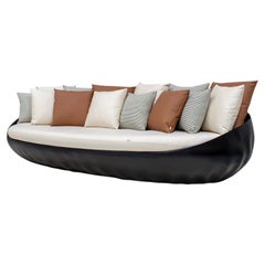 Waterproof Outdoor Black Sofa Dedar Fabrics and Leather Pillows
