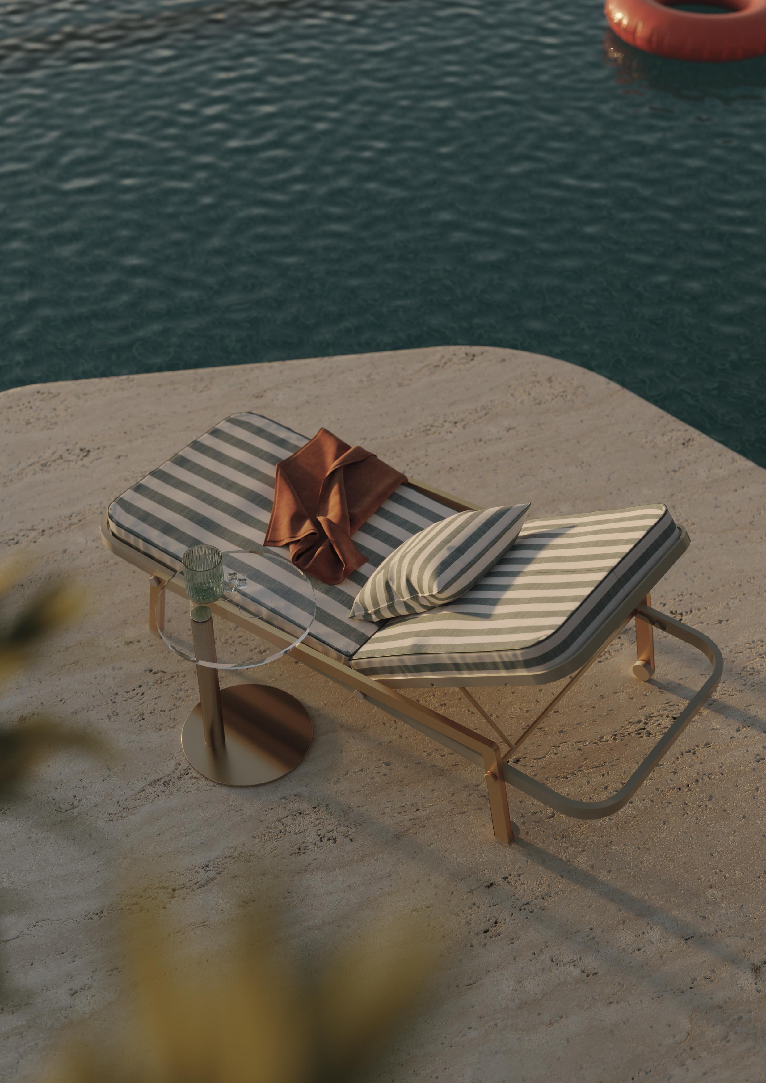 Portuguese Waterproof White Outdoor Sun Lounger with Robust Metallic Structure For Sale