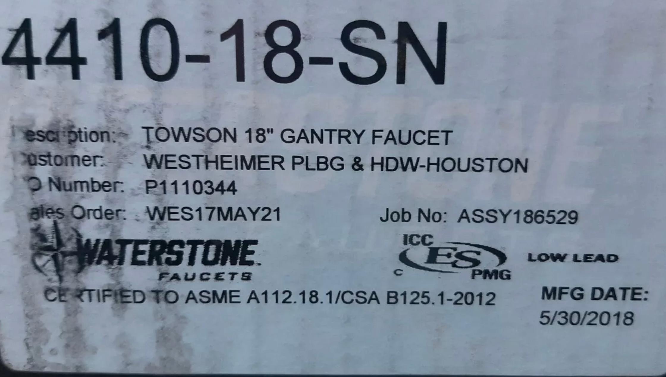 The Waterstone Gantry Pulldown’s patented, tall design was modeled after the massive size and strength of Gantry cranes in U.S. harbors and shipyards. Gantry cranes do the heavy lifting when it comes to unloading cargo ships. The faucet’s pre-rinse