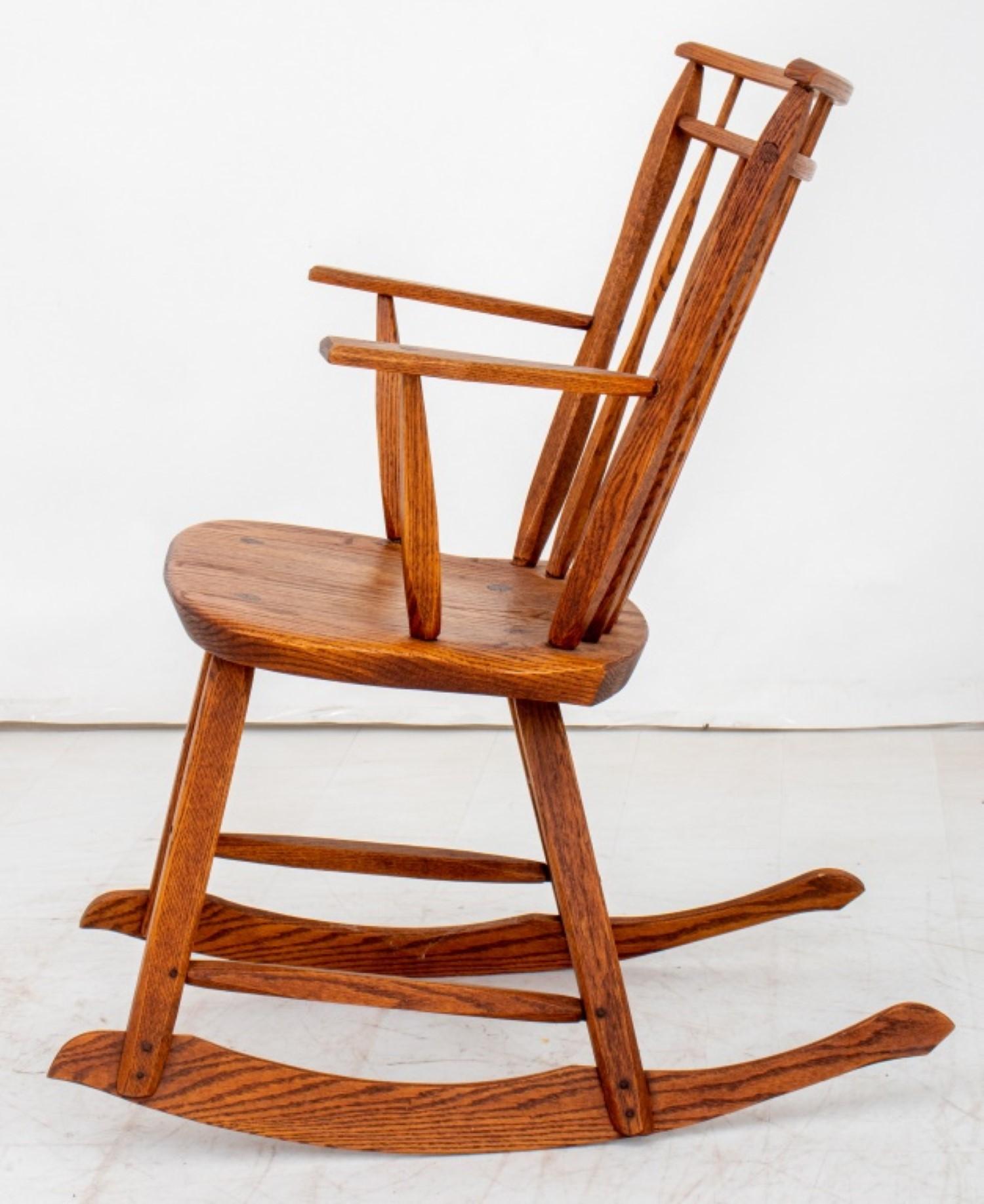 American Waterwheel Woodworkers Oak Rocking Chair For Sale